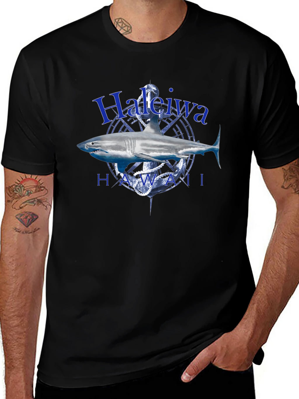 Haleiwa Hawaii Shark T-Shirt - Anchor Graphic