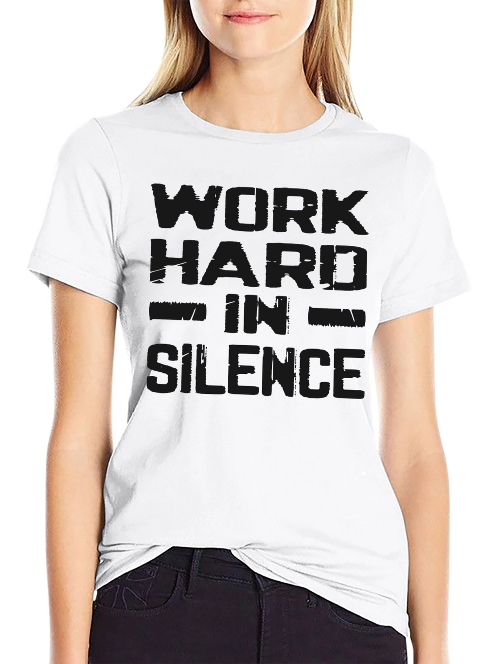 Mens Black Work Hard in Silence Graphic T-Shirt