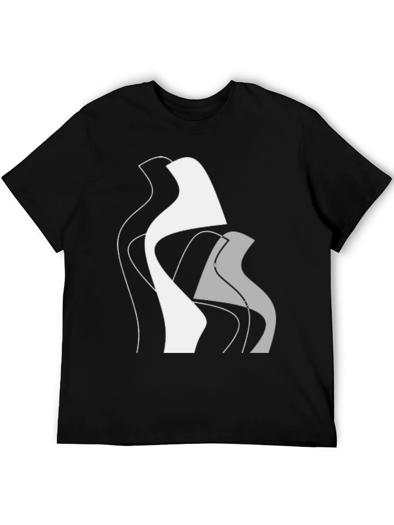 Abstract Modern Art Graphic Tee - Black