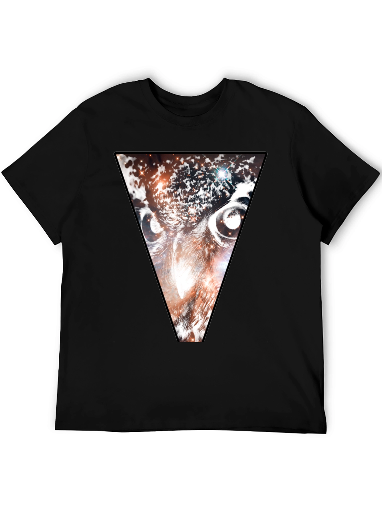 Cosmic Owl Triangle Graphic Tee - Black