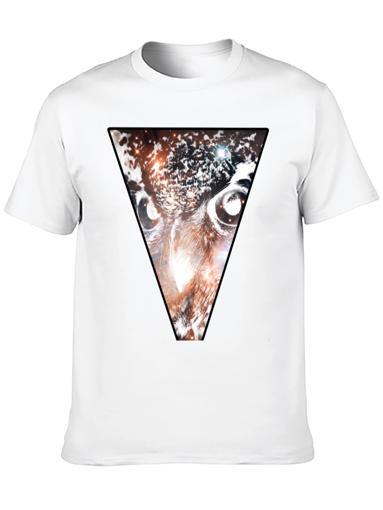 Cosmic Owl Triangle Graphic Tee - Black