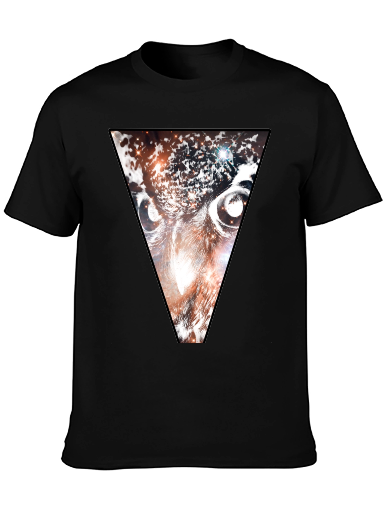 Cosmic Owl Triangle Graphic Tee - Black