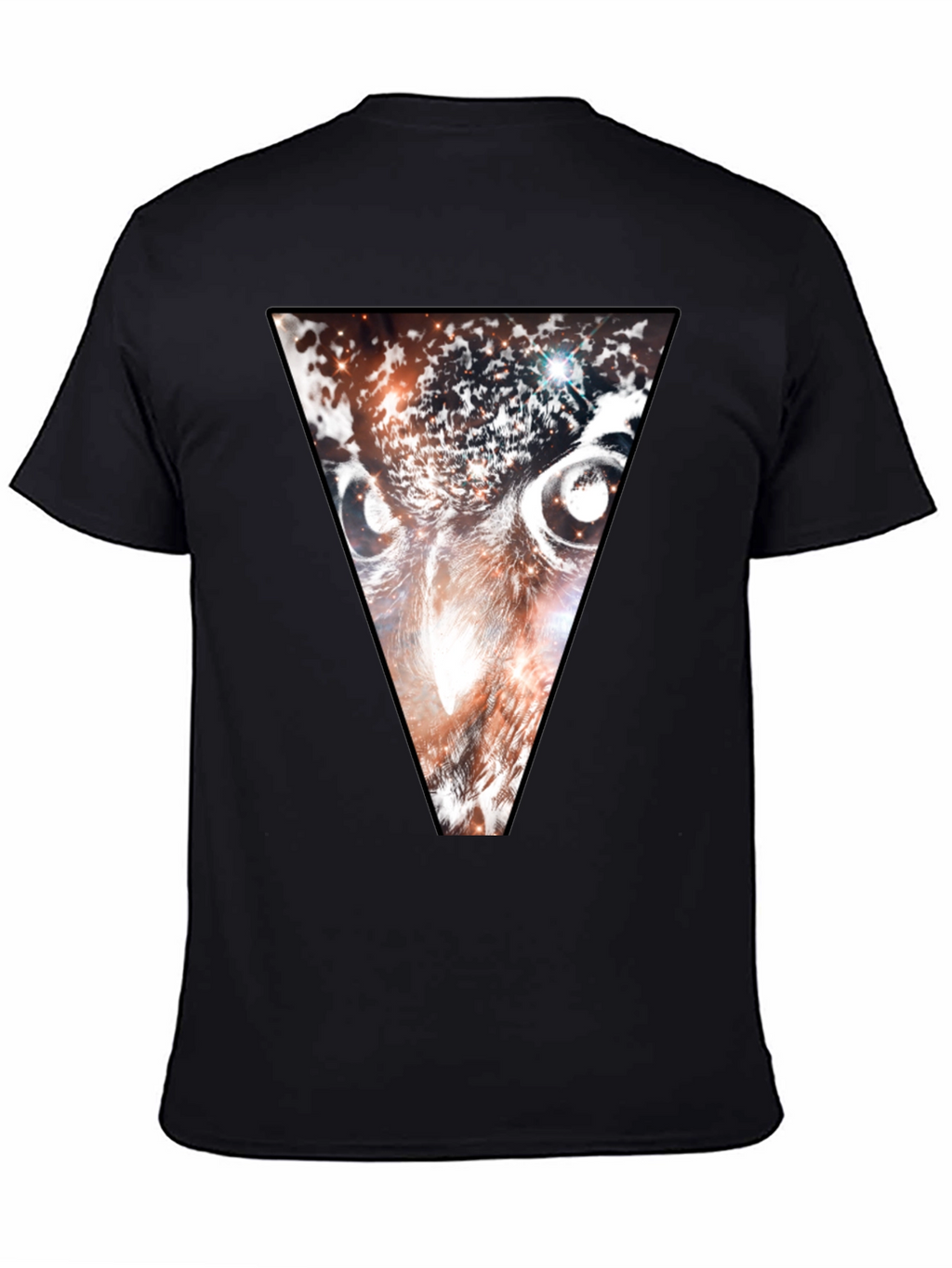 Cosmic Owl Triangle Graphic Tee - Black