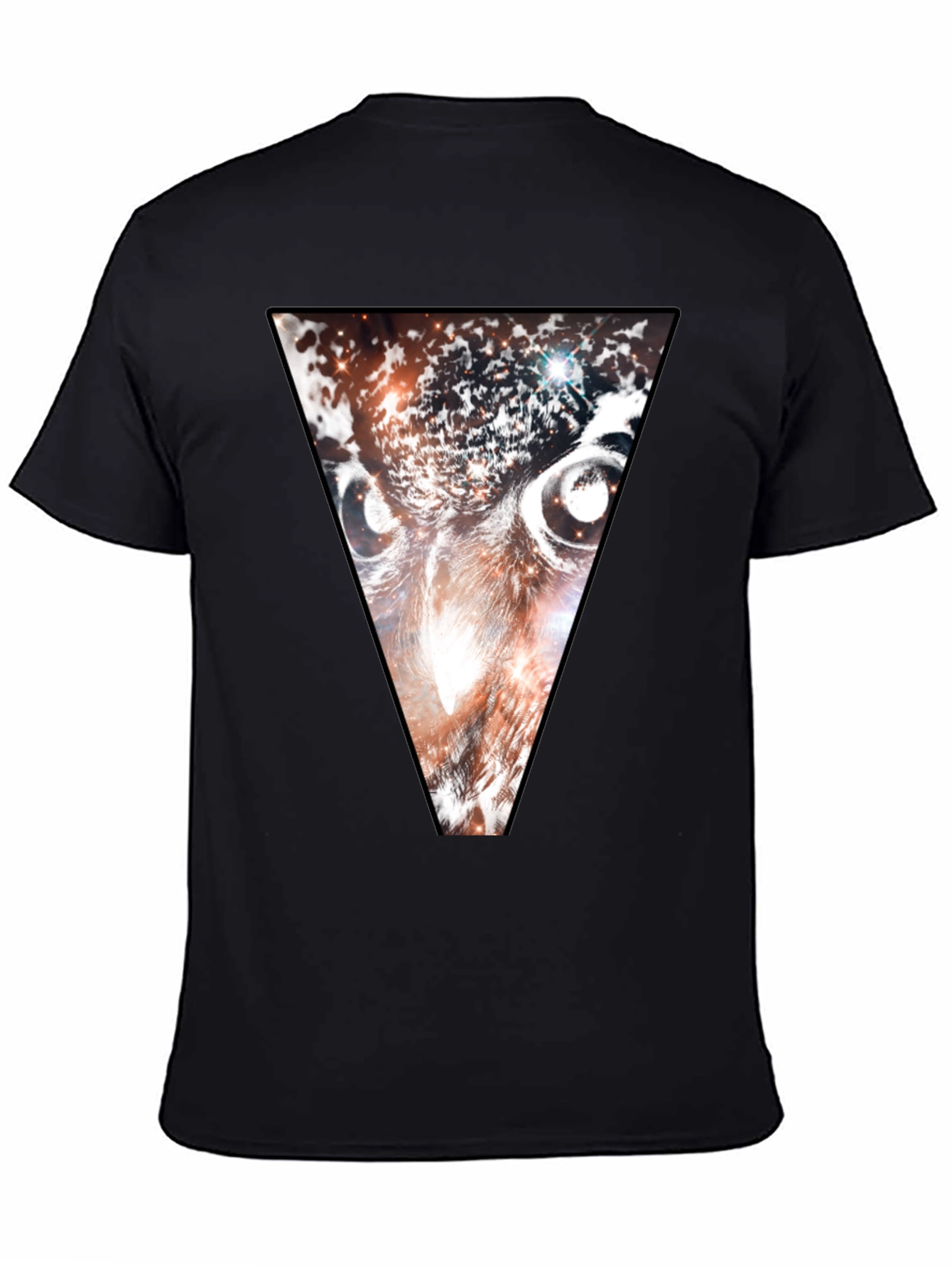 Cosmic Owl Triangle Graphic Tee - Black