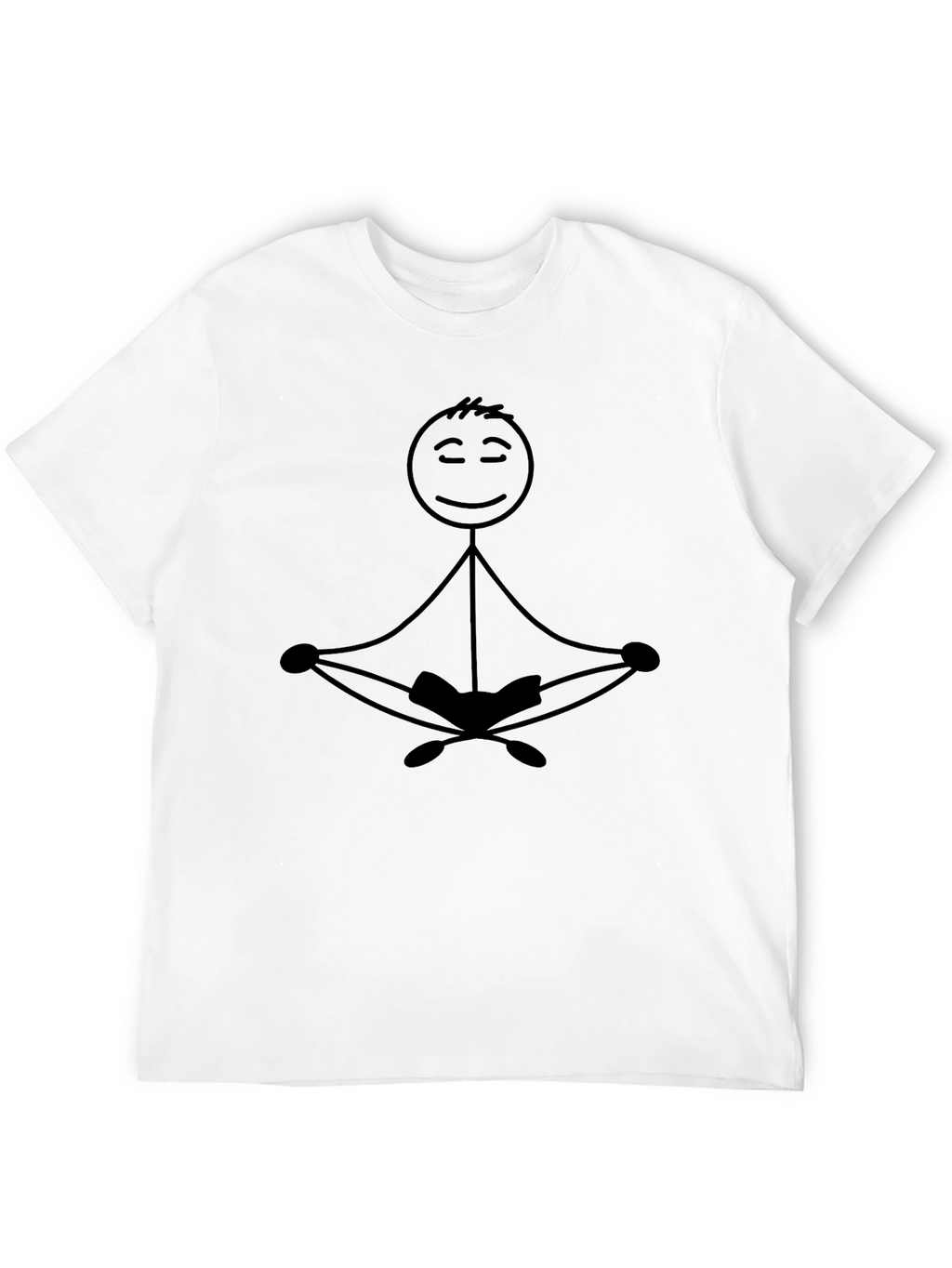 Zen Stick Figure Meditating Black T-Shirt