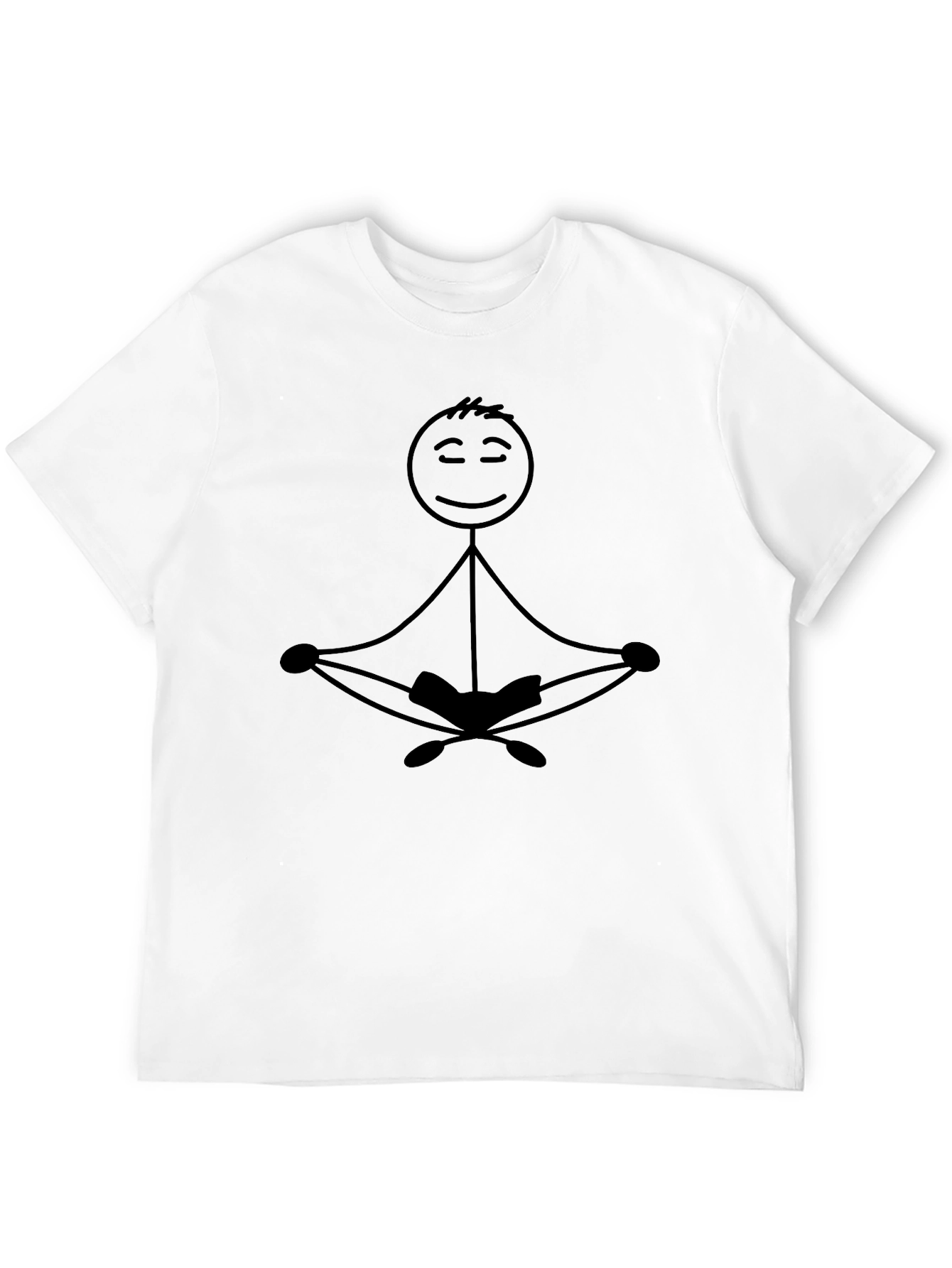 Zen Stick Figure Meditating Black T-Shirt