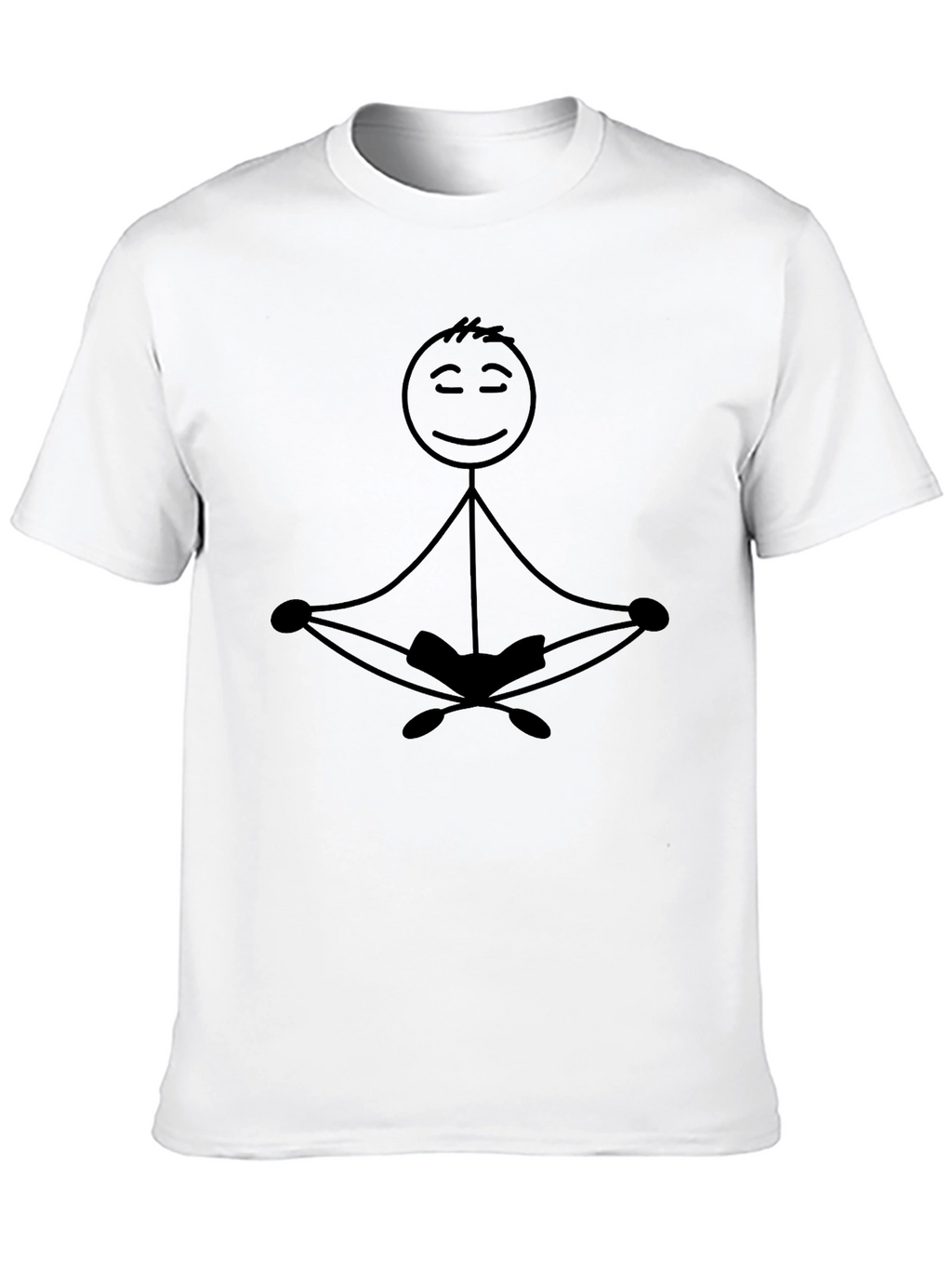 Zen Stick Figure Meditating Black T-Shirt