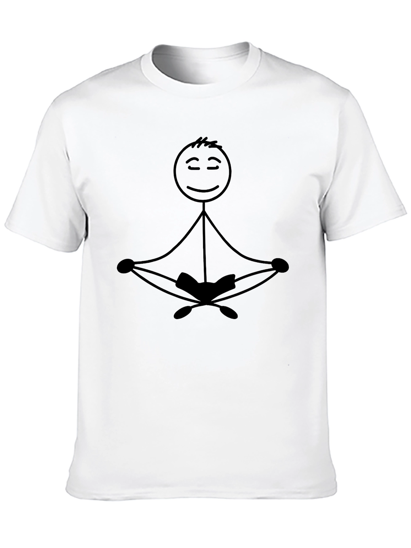Zen Stick Figure Meditating Black T-Shirt