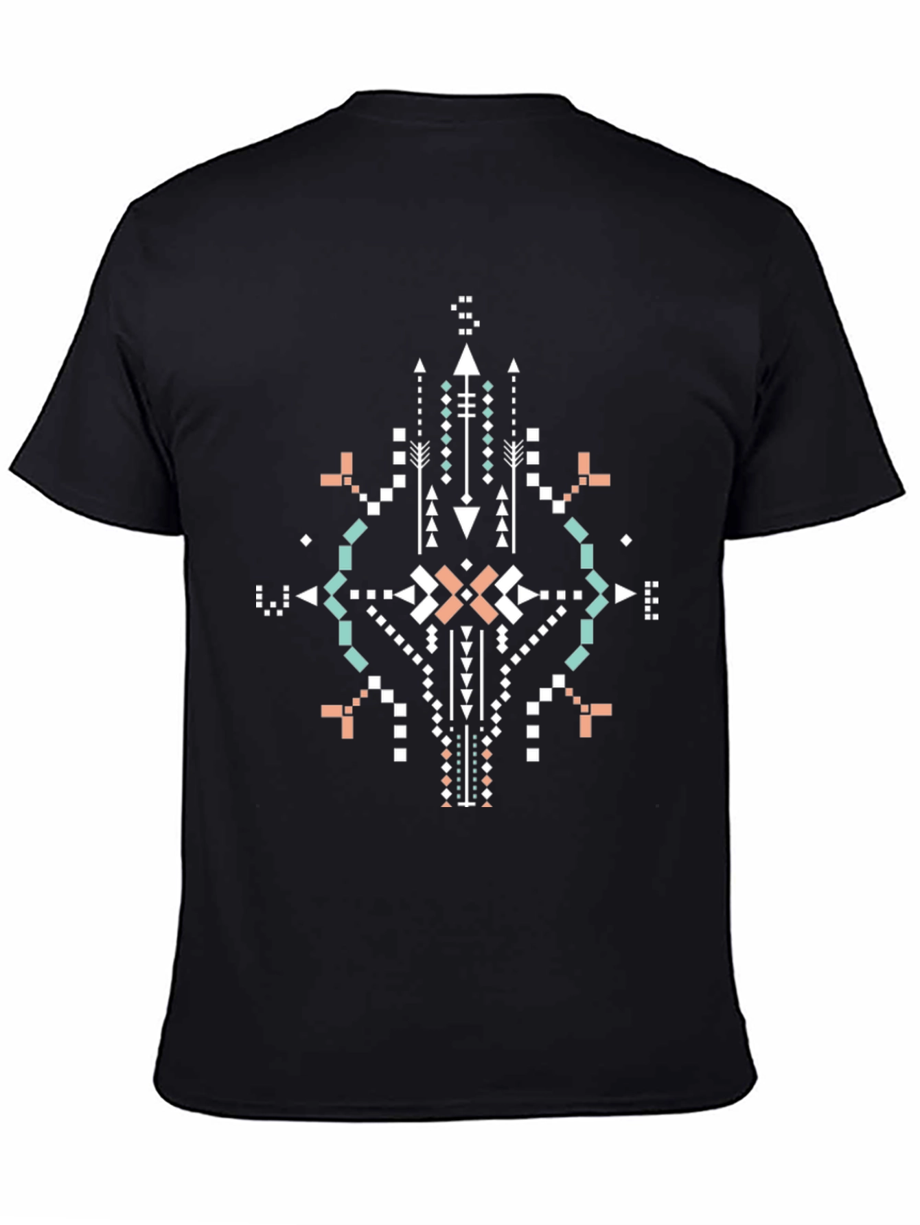 Tribal Geometric Print Black T-Shirt