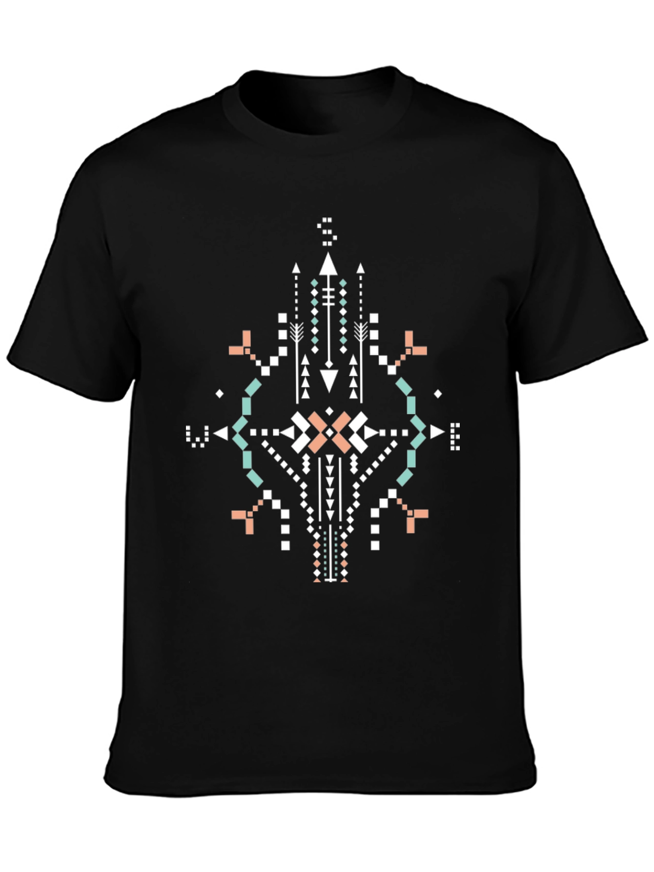 Tribal Geometric Print Black T-Shirt