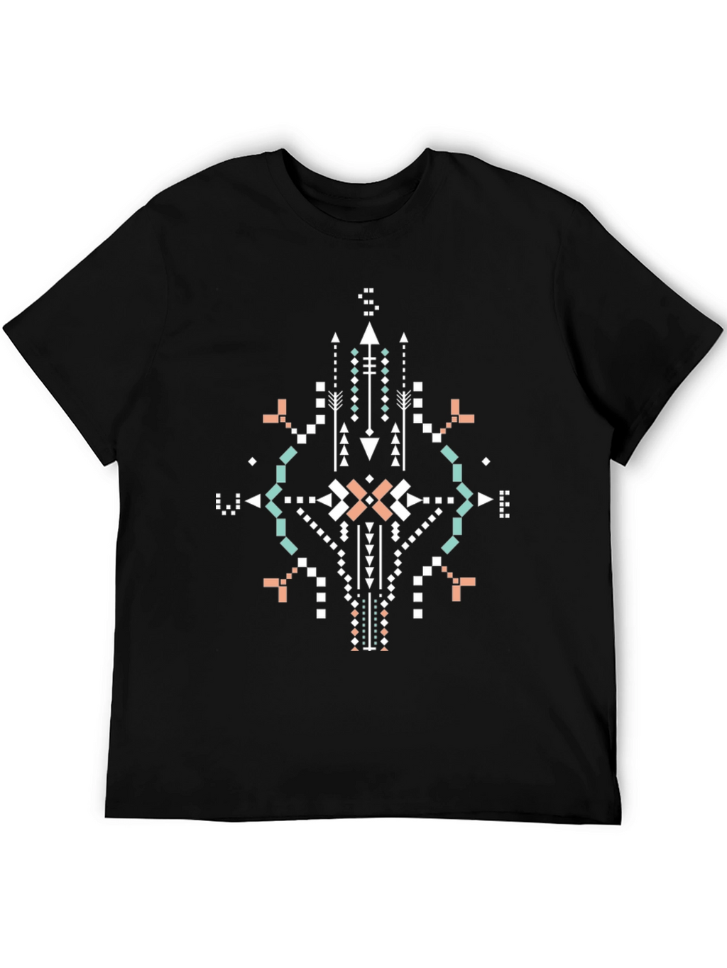 Tribal Geometric Print Black T-Shirt