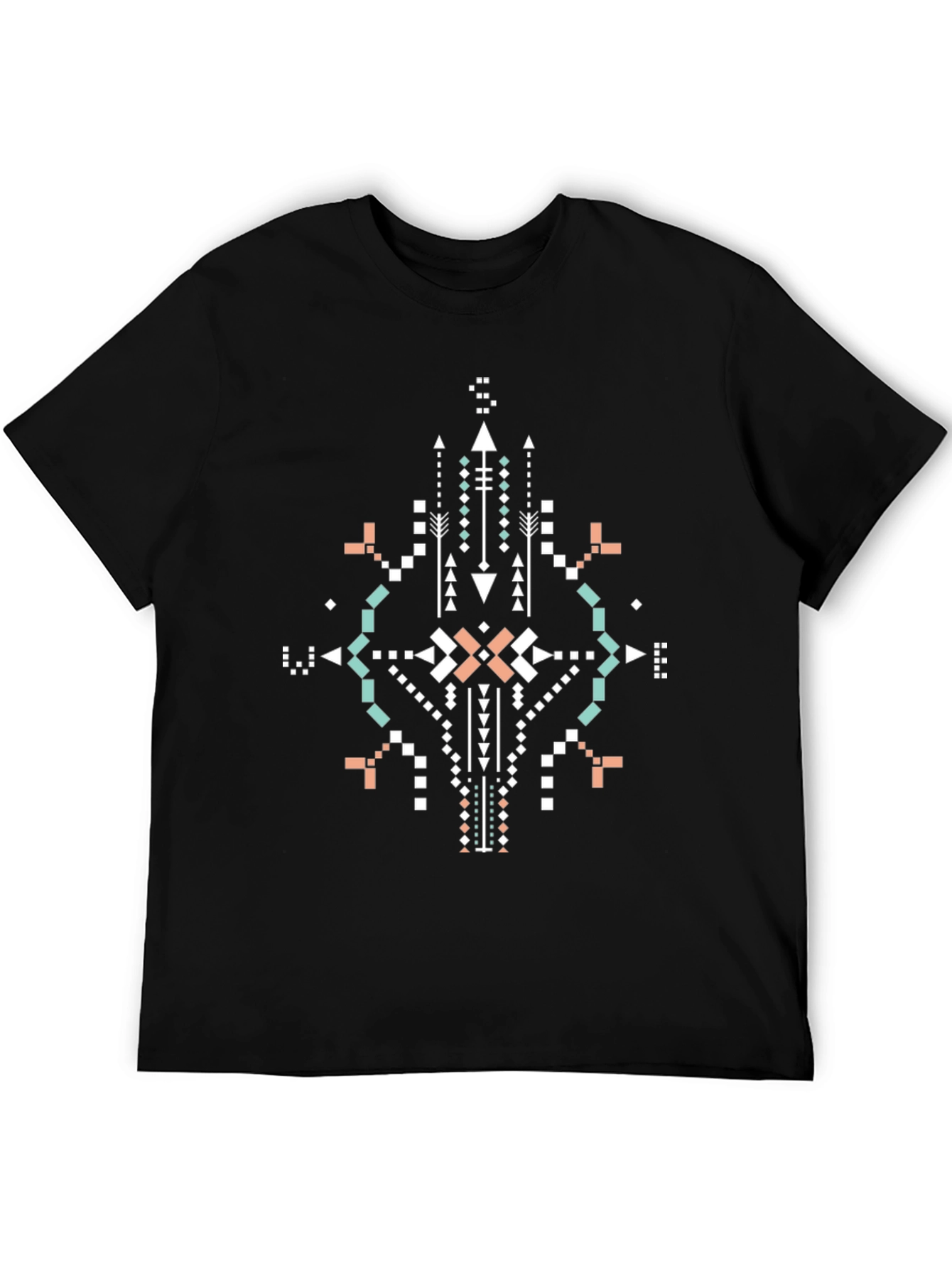 Tribal Geometric Print Black T-Shirt