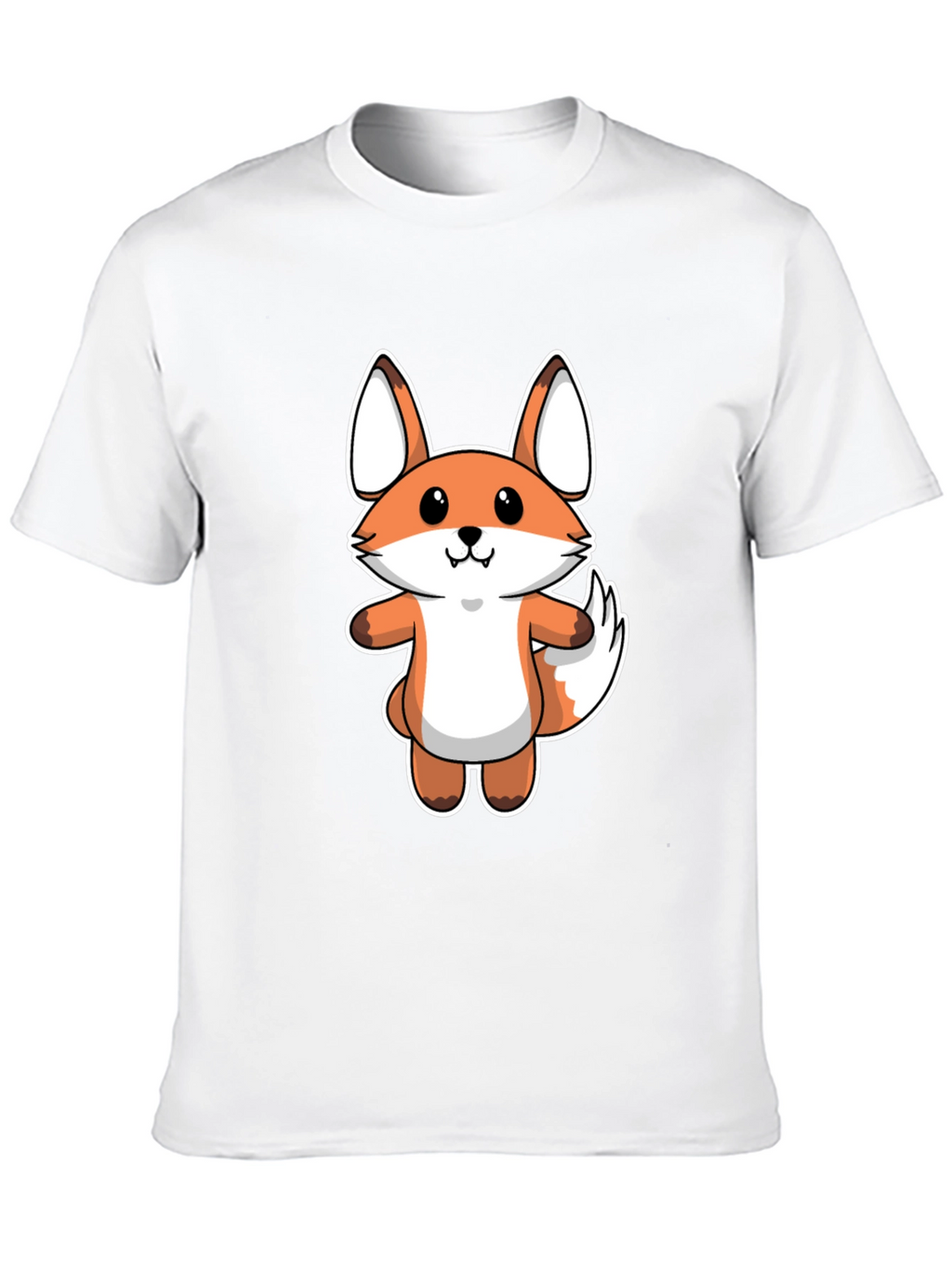Cartoon Fox Graphic Tee - Black Cotton T-Shirt