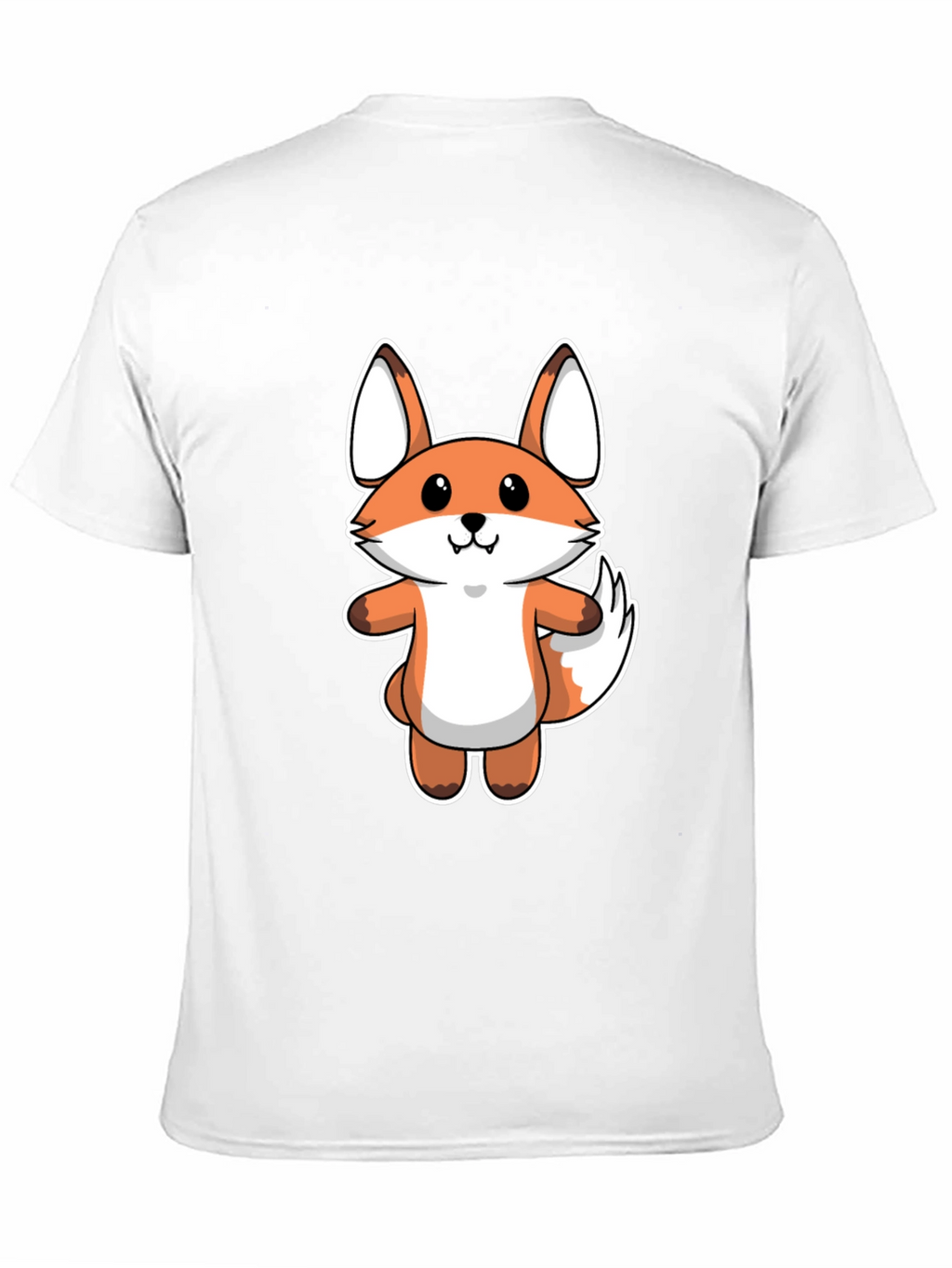 Cartoon Fox Graphic Tee - Black Cotton T-Shirt