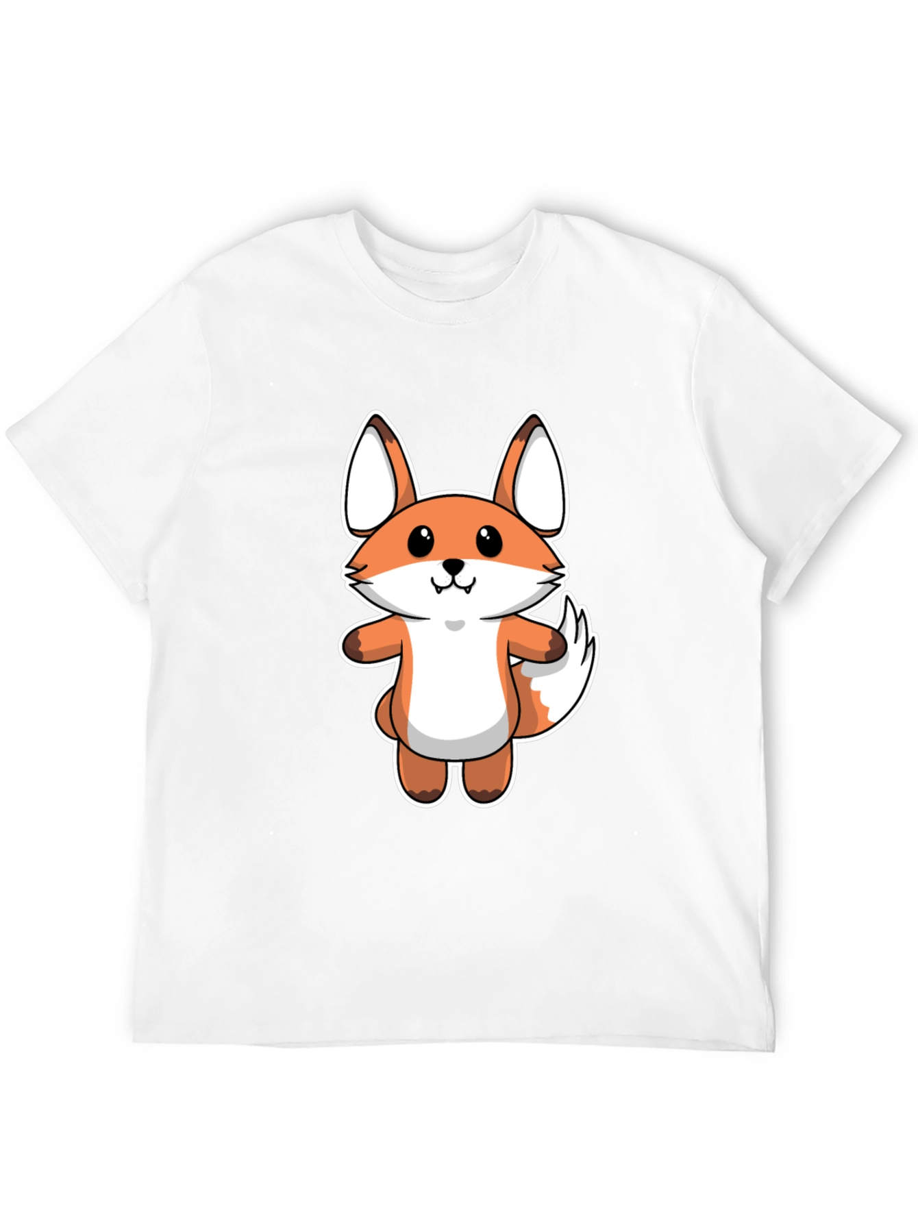 Cartoon Fox Graphic Tee - Black Cotton T-Shirt