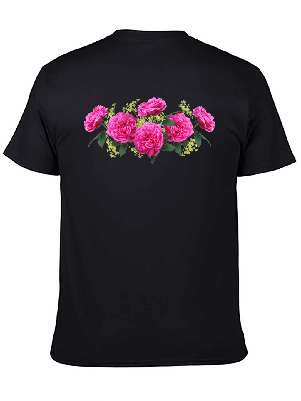 Floral Rose Graphic Tee - Elegant Black T-Shirt