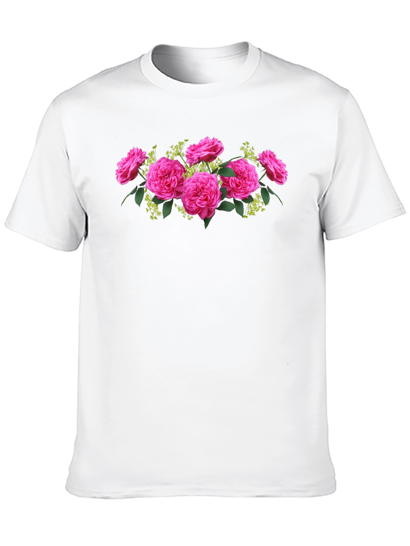 Floral Rose Graphic Tee - Elegant Black T-Shirt