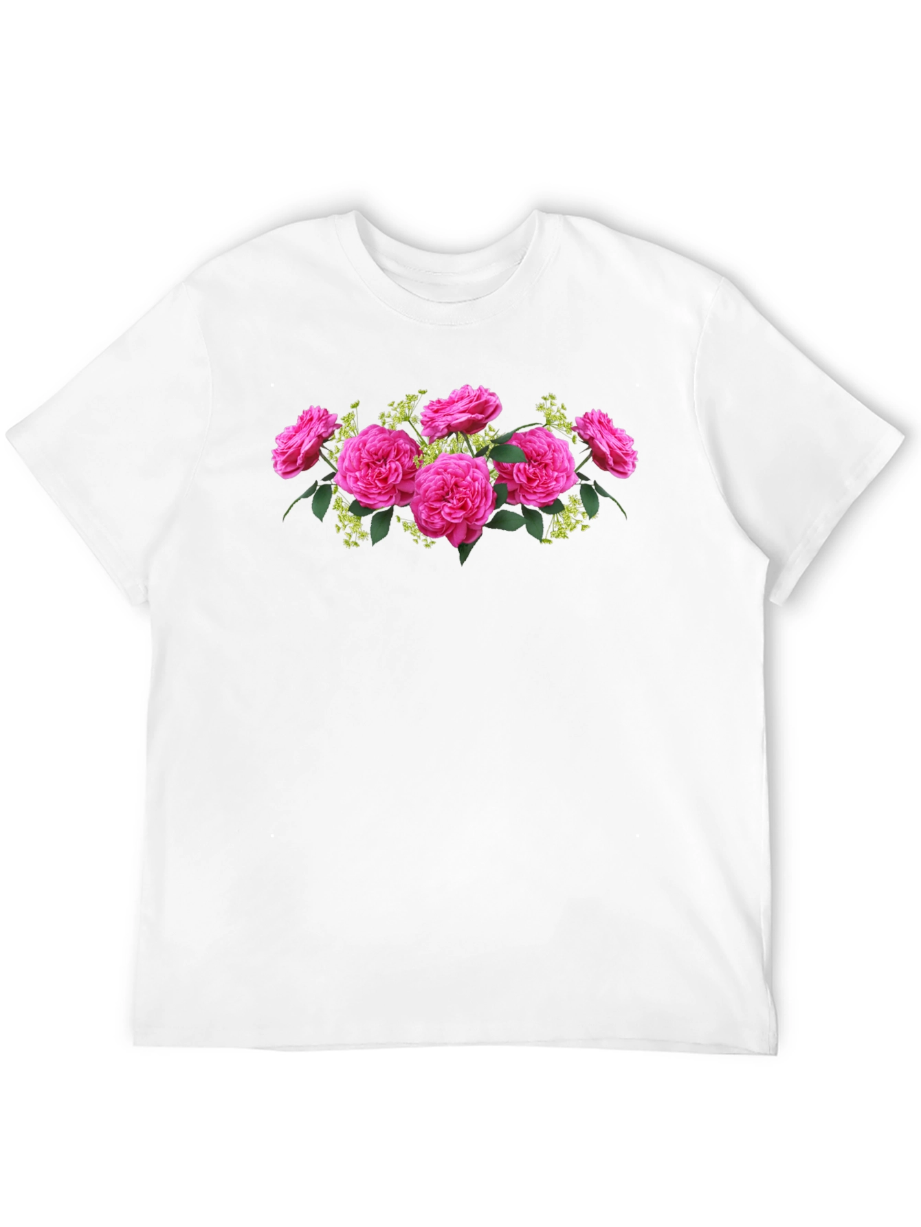Floral Rose Graphic Tee - Elegant Black T-Shirt