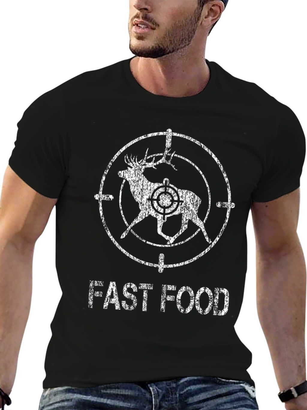 Fast Food Deer Hunting T-Shirt - Black