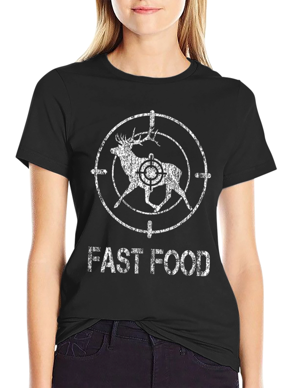 Fast Food Deer Hunting T-Shirt - Black