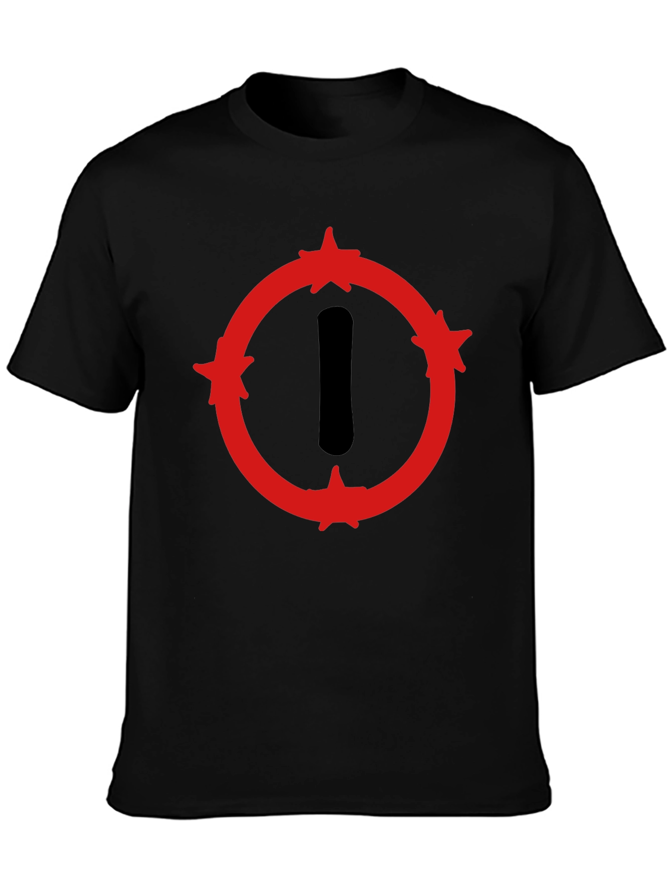 Graphic Print Crew Neck T-Shirt - Black