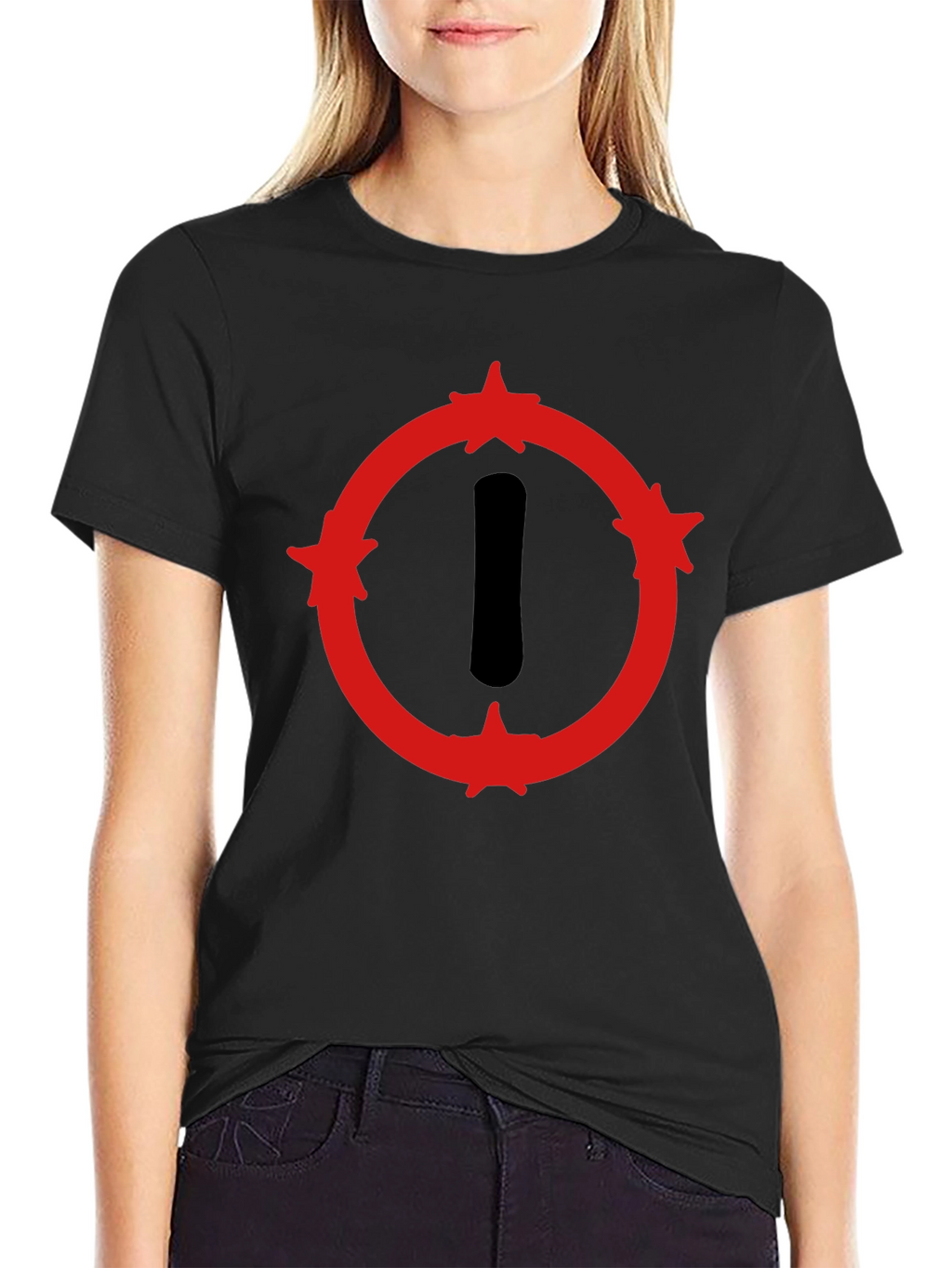 Graphic Print Crew Neck T-Shirt - Black