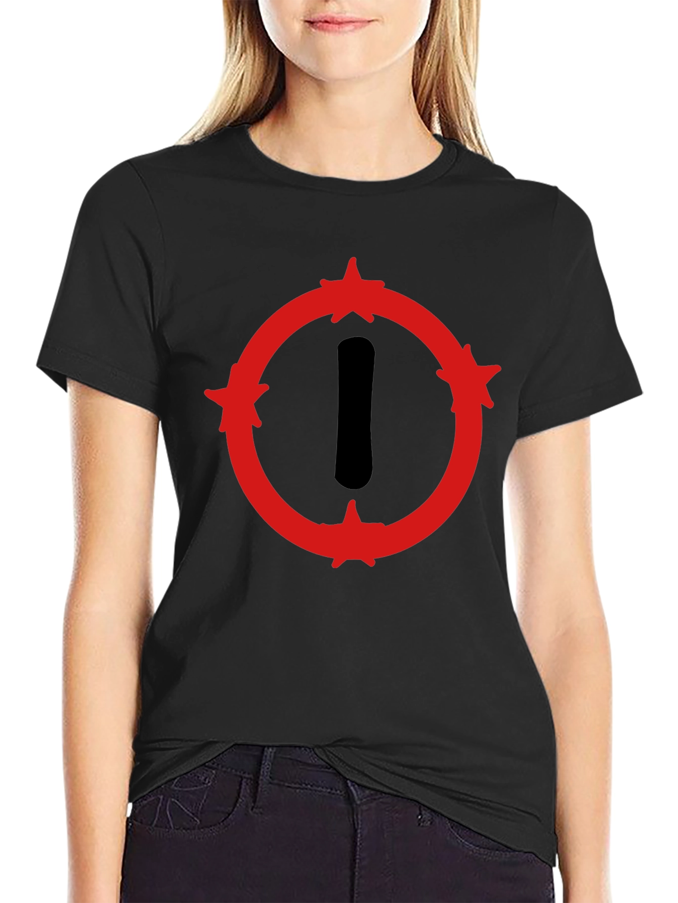 Graphic Print Crew Neck T-Shirt - Black