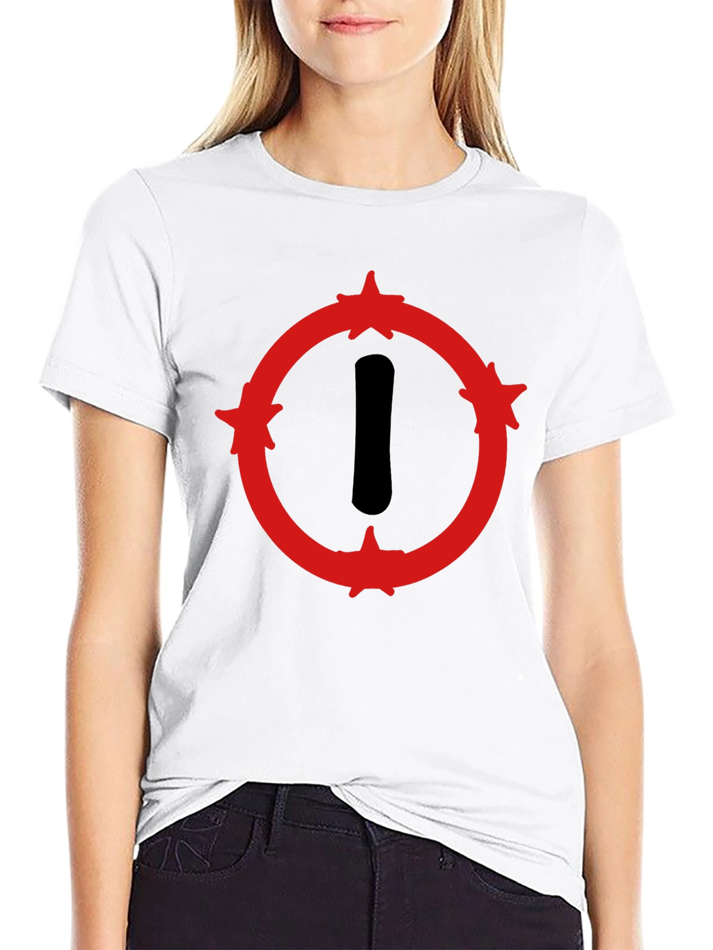 Graphic Print Crew Neck T-Shirt - Black