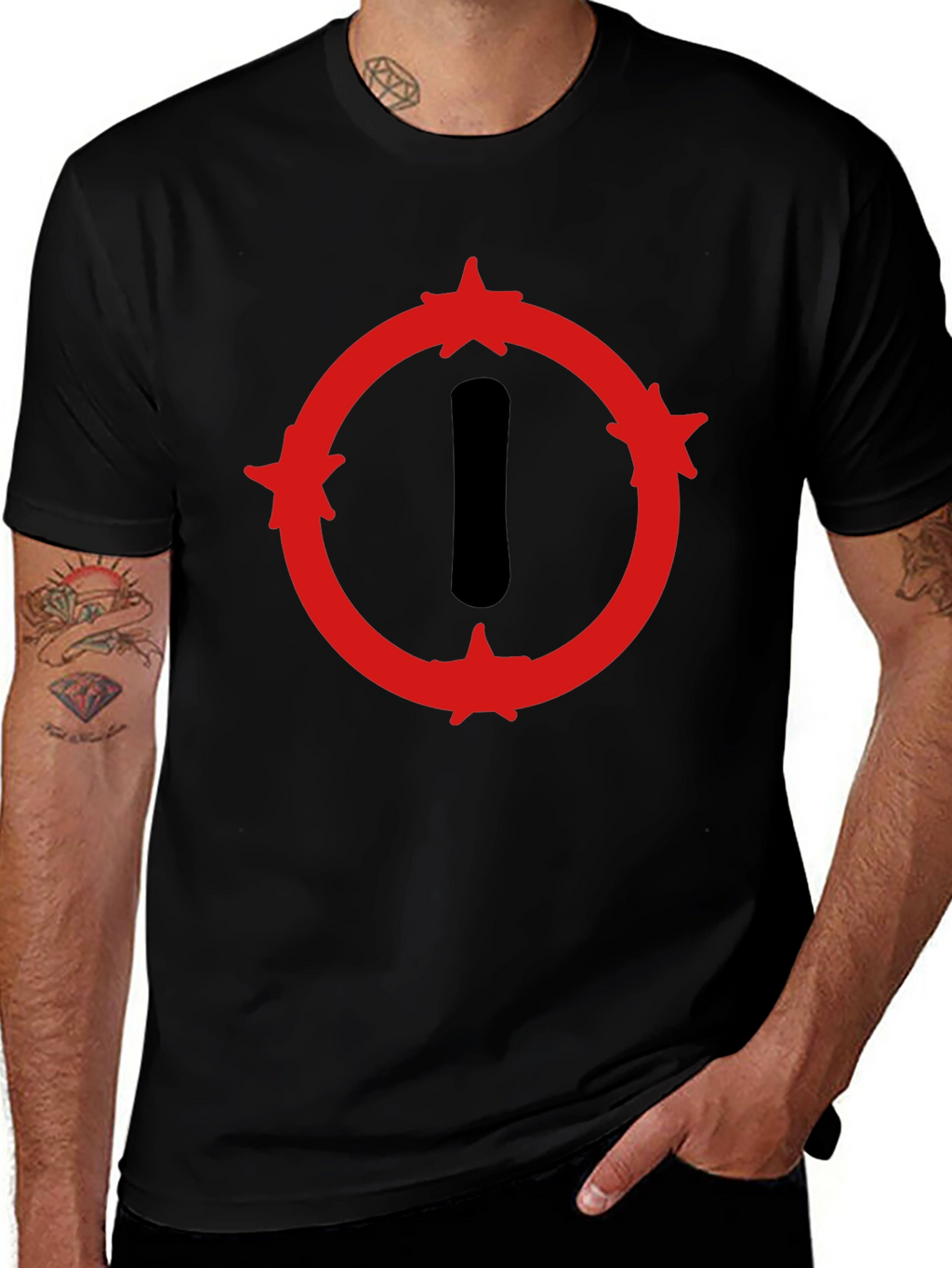 Graphic Print Crew Neck T-Shirt - Black