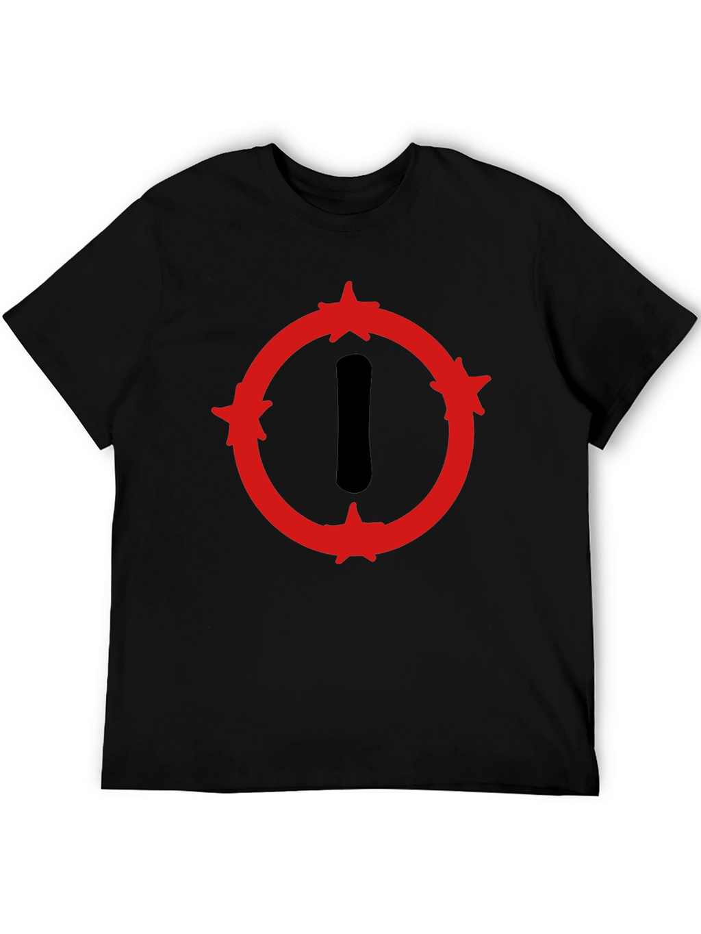 Graphic Print Crew Neck T-Shirt - Black