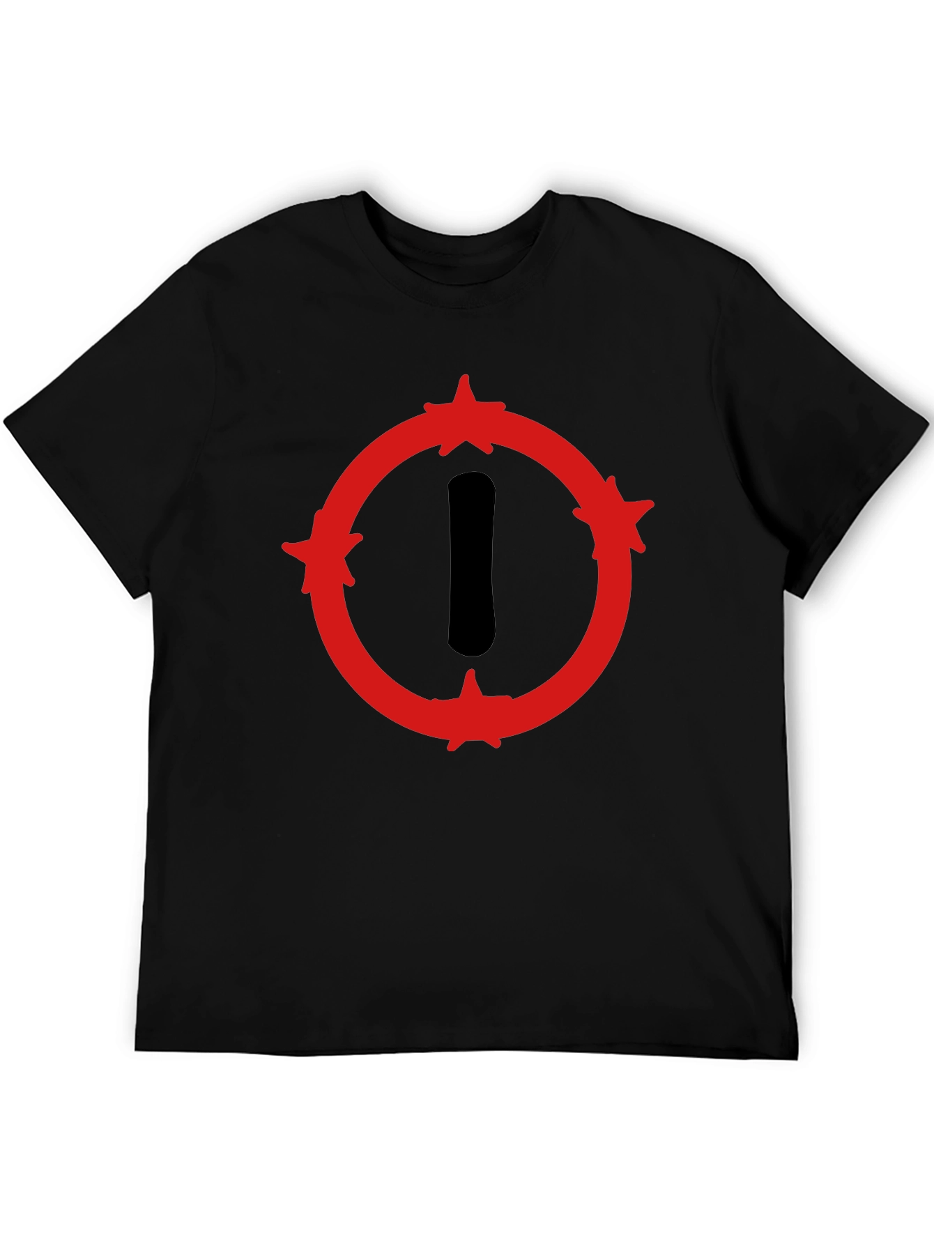 Graphic Print Crew Neck T-Shirt - Black
