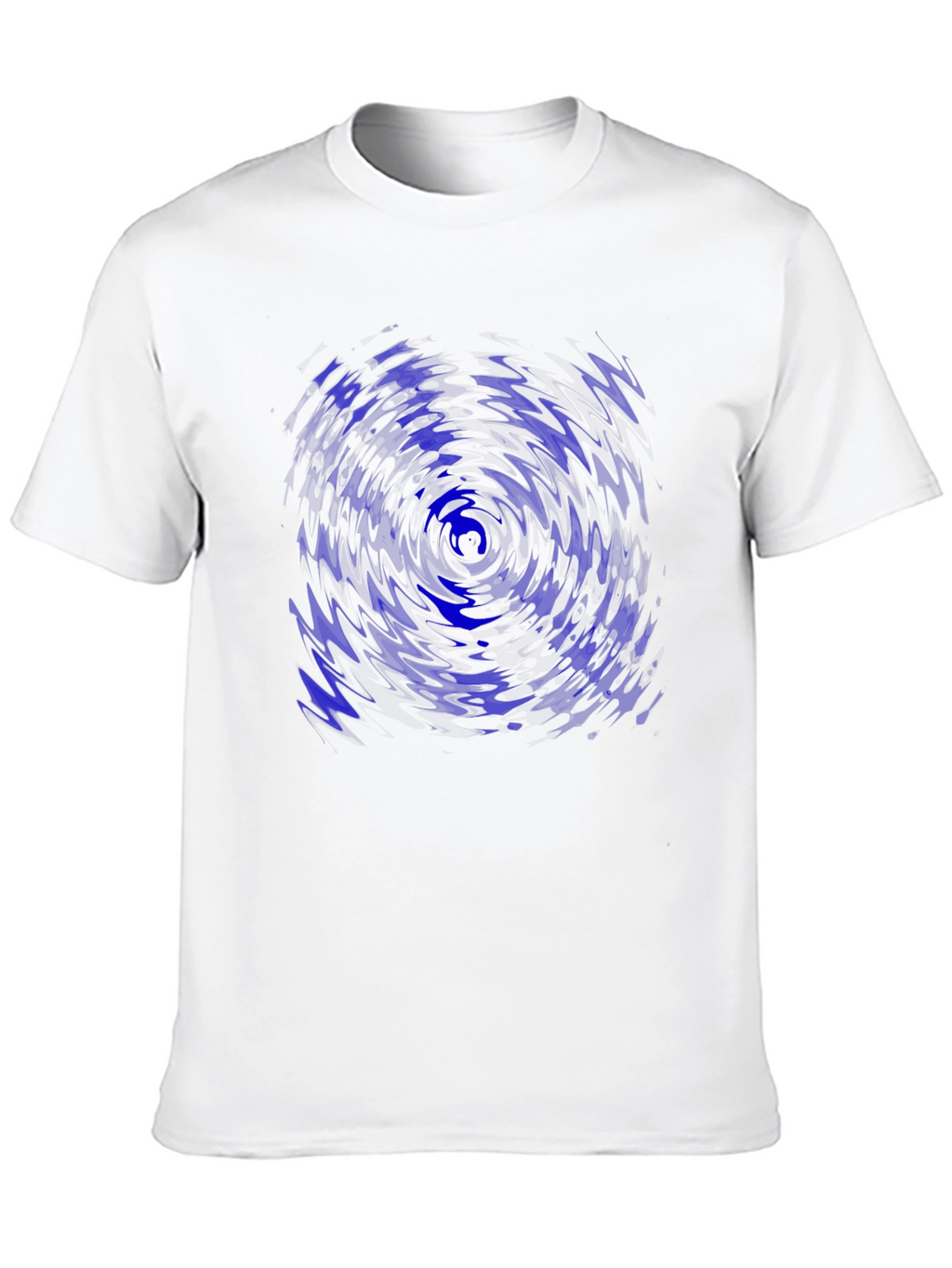 Abstract Blue Vortex Graphic Black T-Shirt