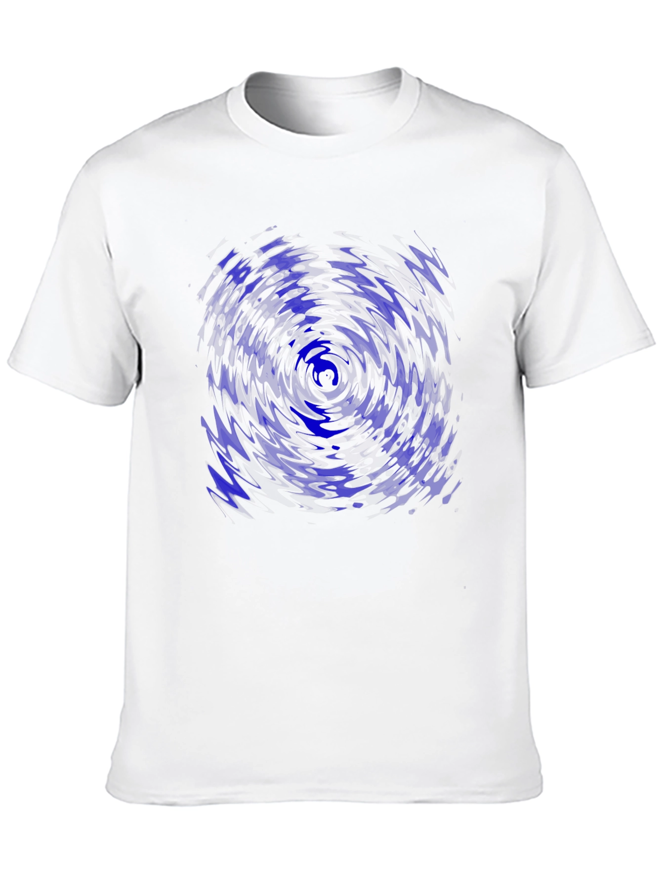 Abstract Blue Vortex Graphic Black T-Shirt