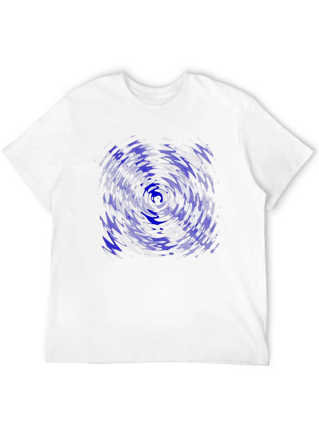 Abstract Blue Vortex Graphic Black T-Shirt