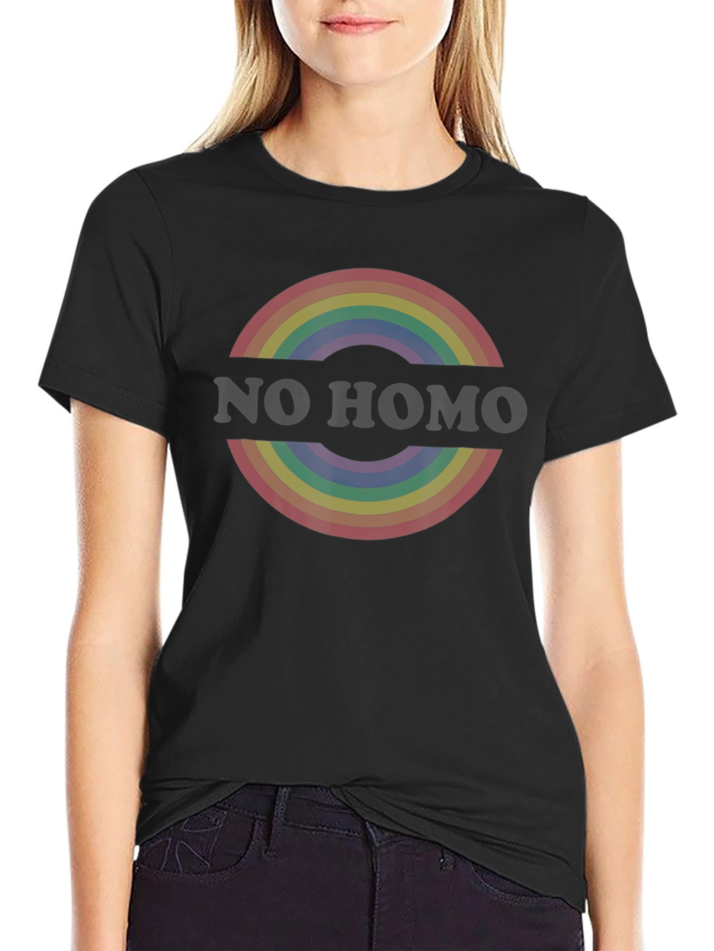 Rainbow Circle Graphic Tee - Black