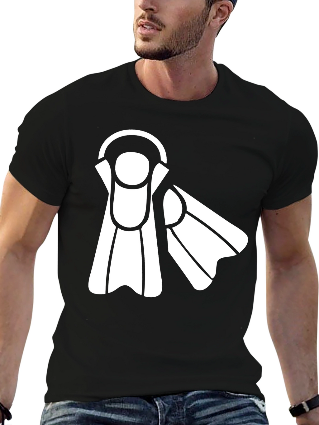 Diving Fins Graphic Tee - Black