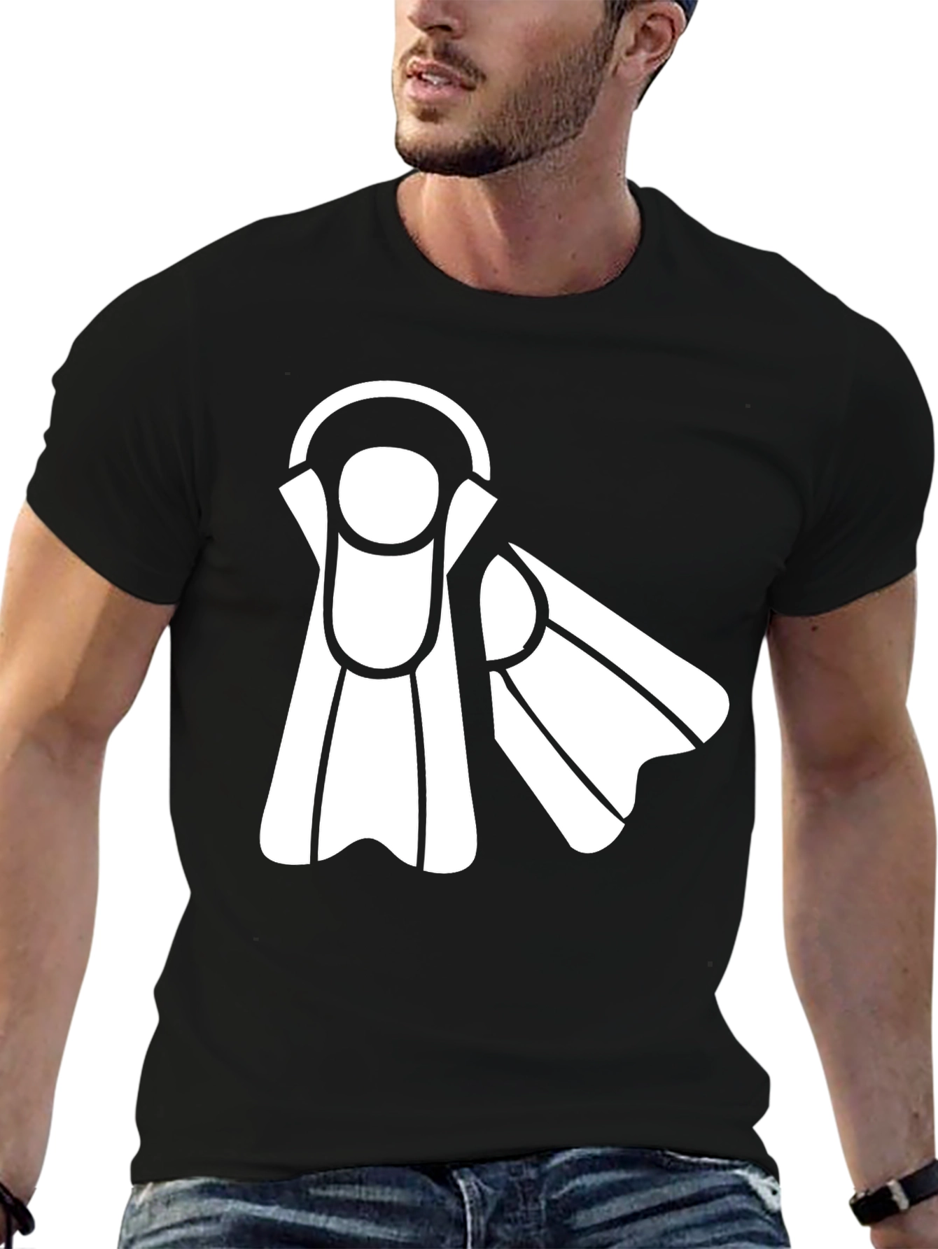 Diving Fins Graphic Tee - Black