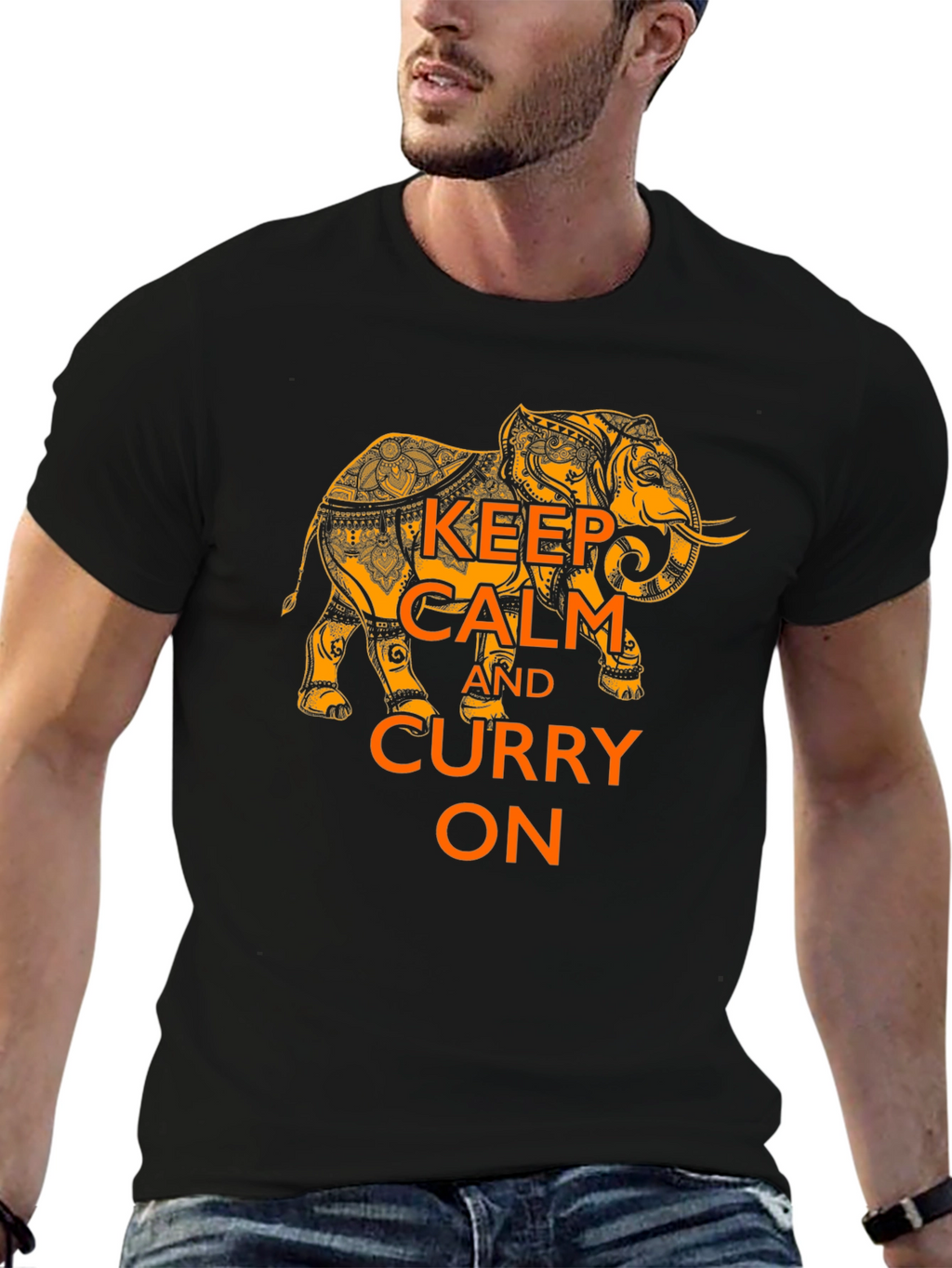 Keep Calm and Curry On Elephant Graphic Tee