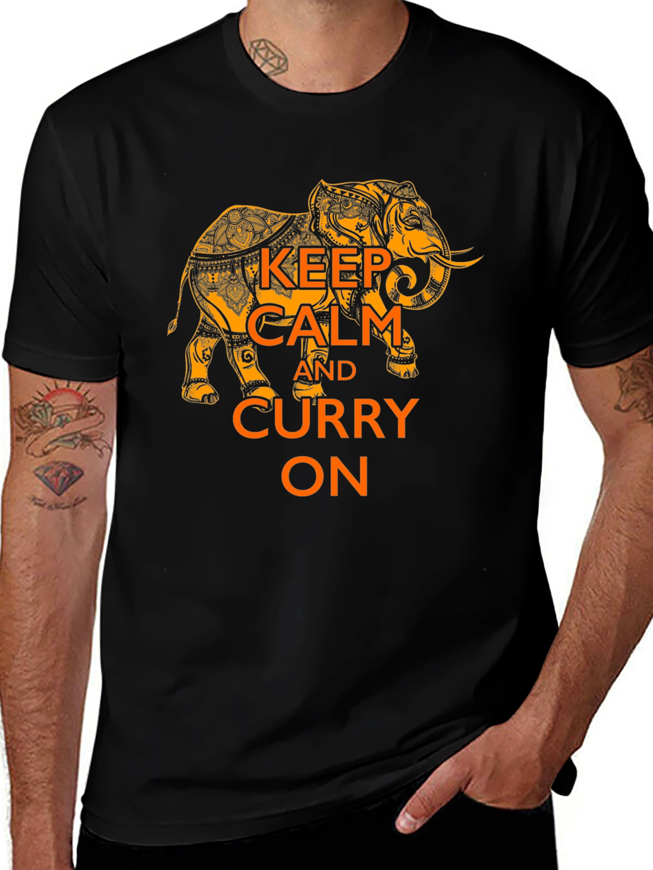 Keep Calm and Curry On Elephant Graphic Tee