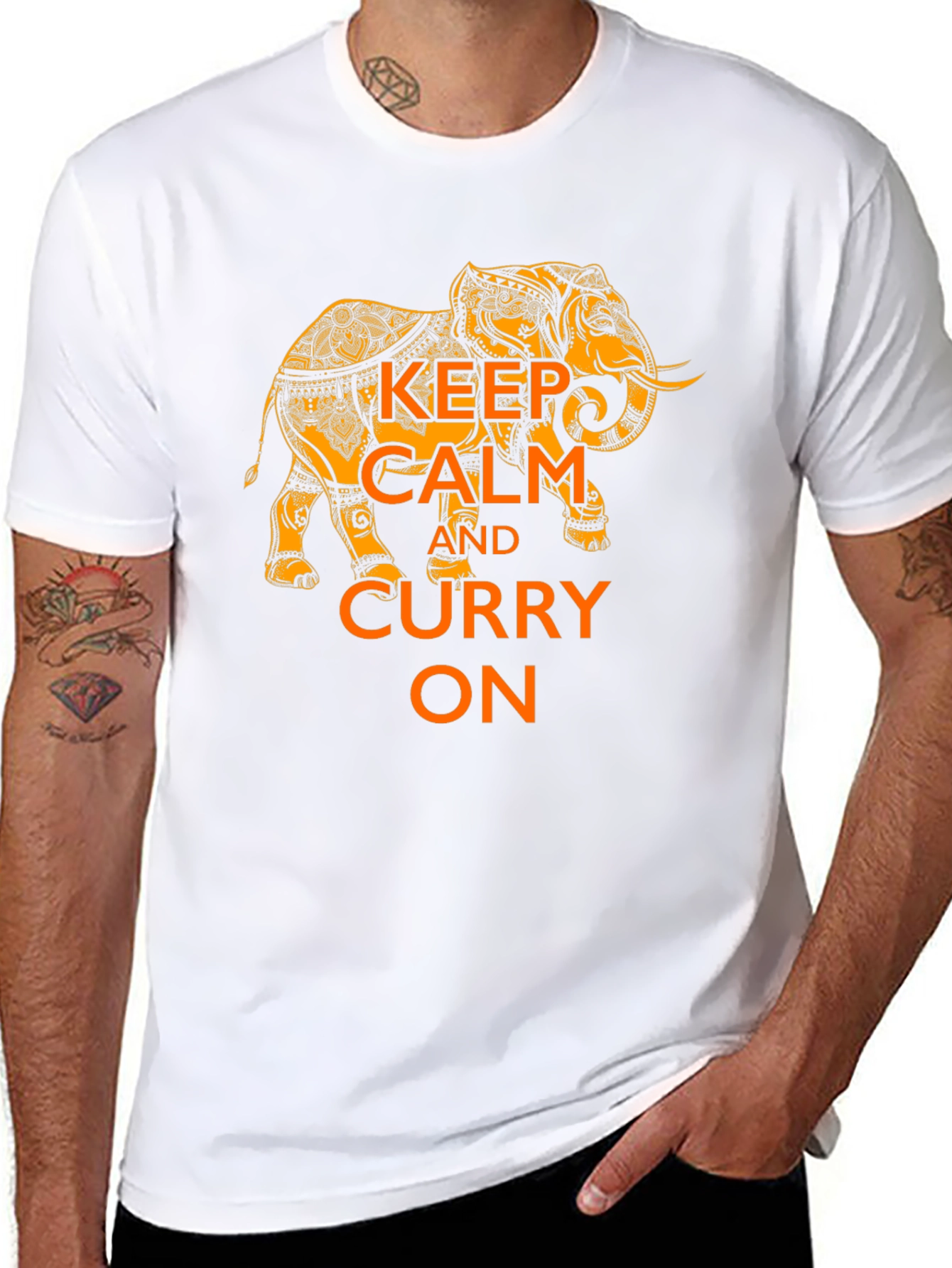 Keep Calm and Curry On Elephant Graphic Tee