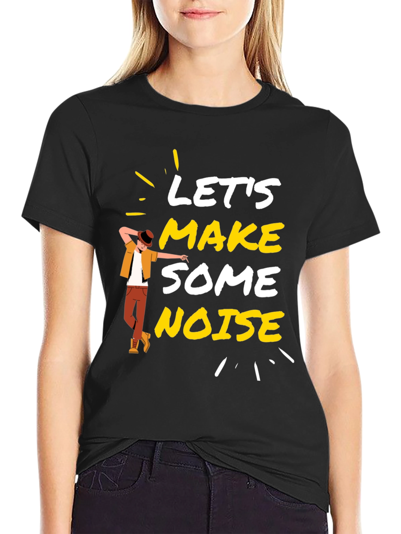 Lets Make Some Noise Black Graphic Tee