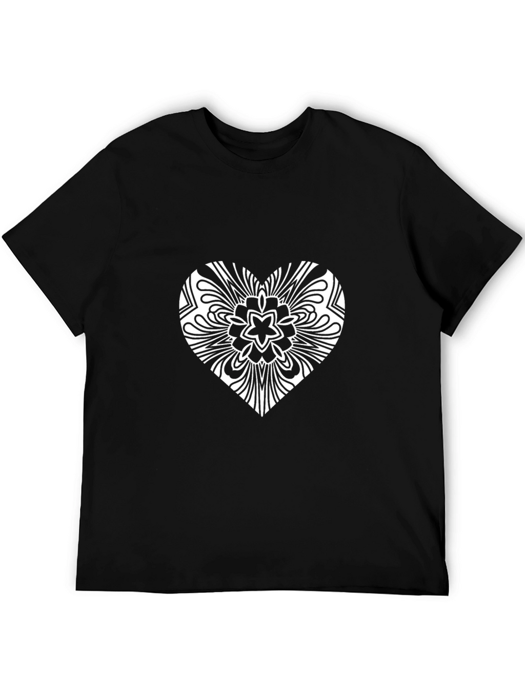 Heart Mandala Graphic Tee - Black Casual Shirt