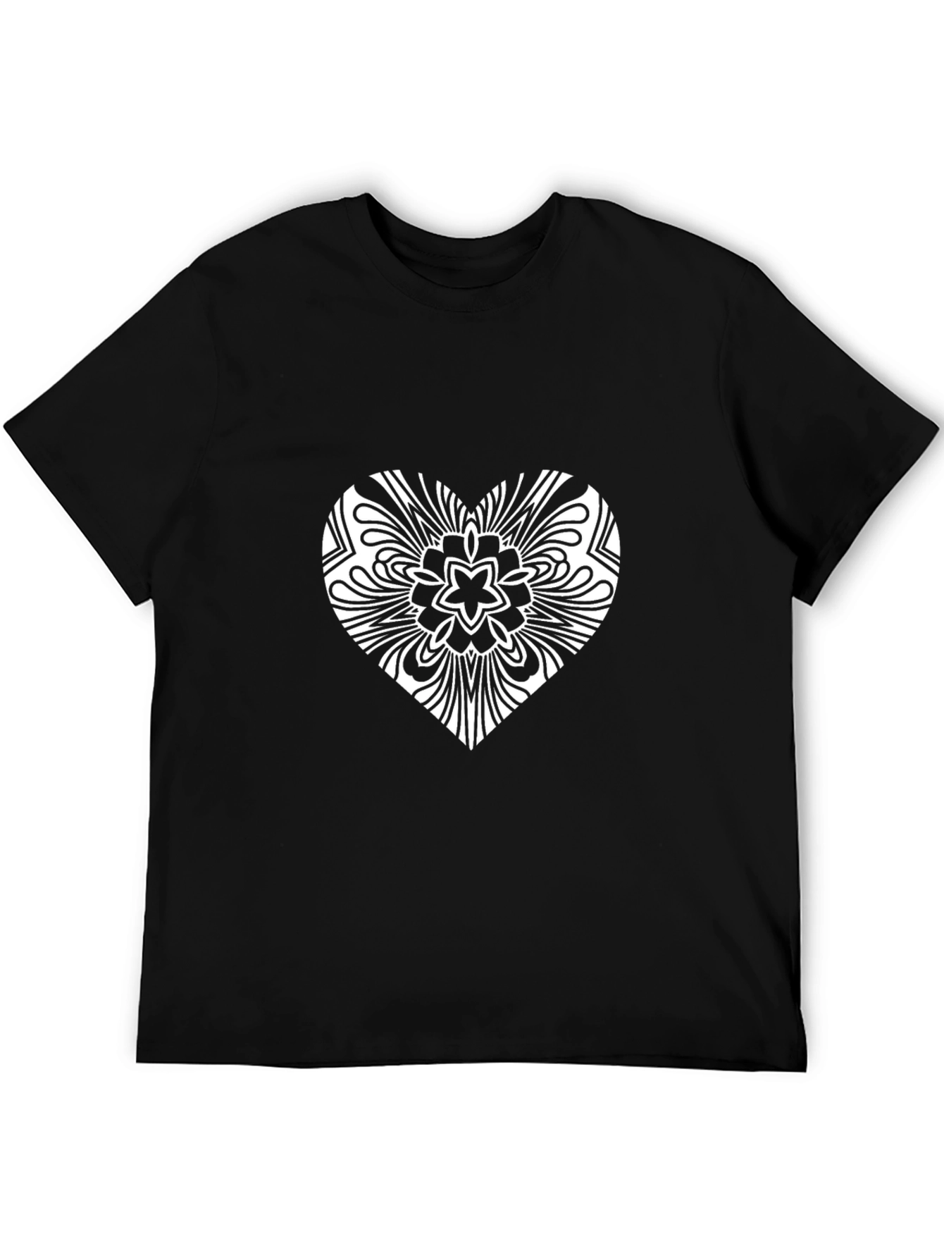 Heart Mandala Graphic Tee - Black Casual Shirt