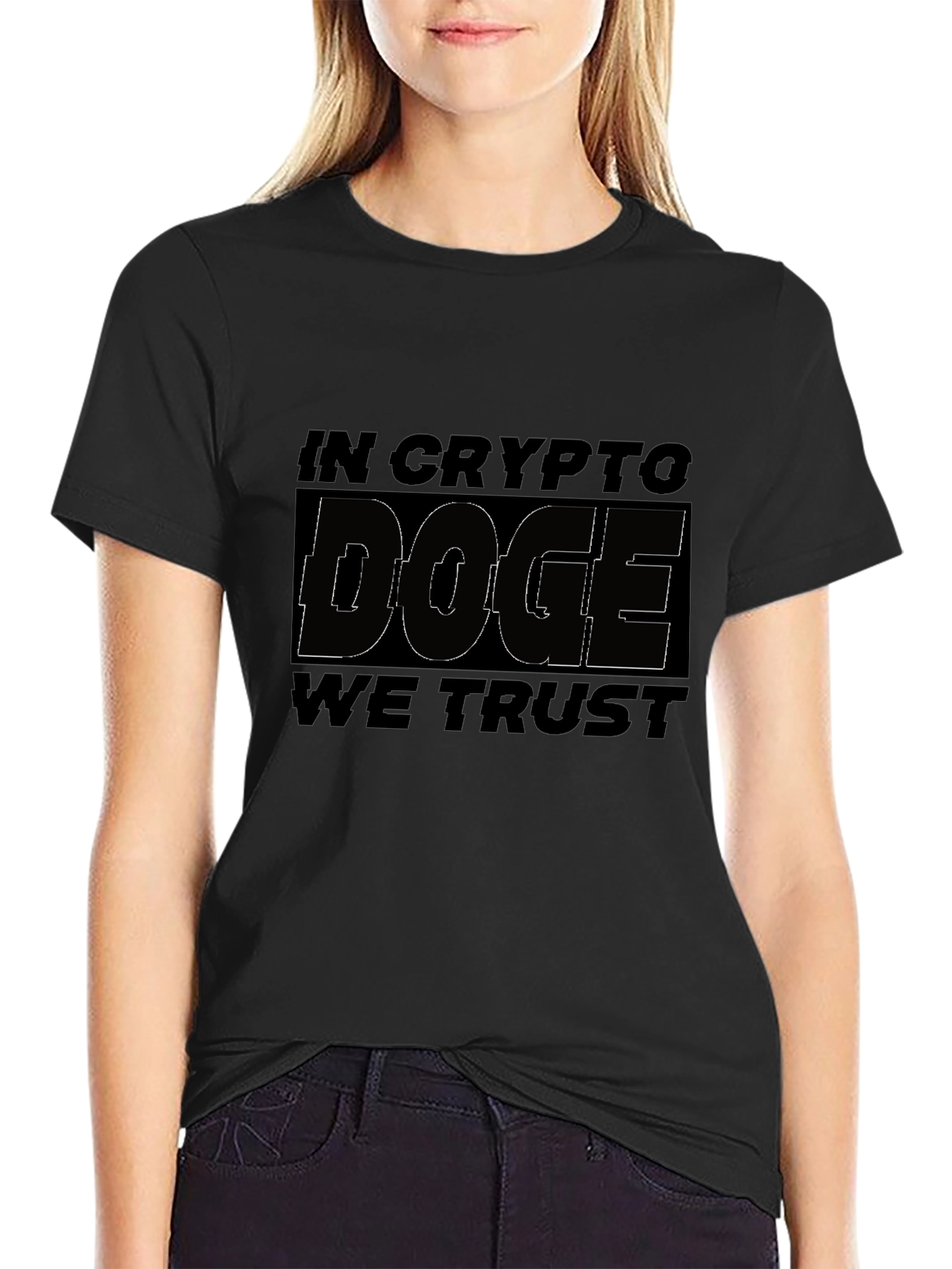 In Crypto Doge We Trust Black Graphic Tee