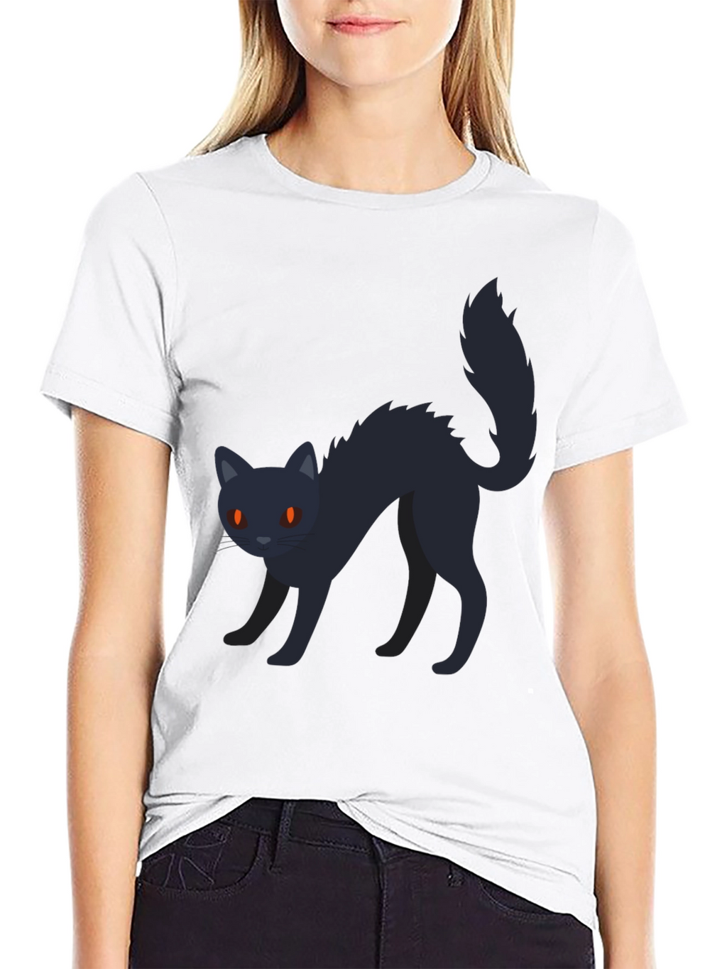 Black Cat Graphic Tee - Halloween T-Shirt
