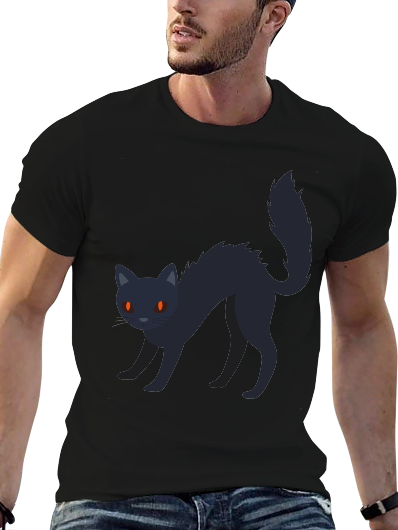 Black Cat Graphic Tee - Halloween T-Shirt