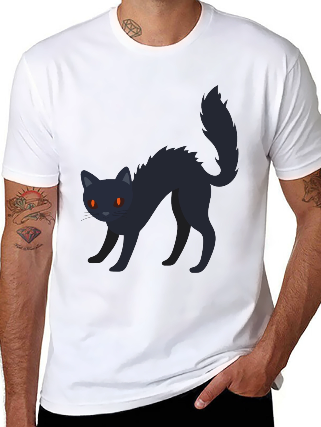 Black Cat Graphic Tee - Halloween T-Shirt