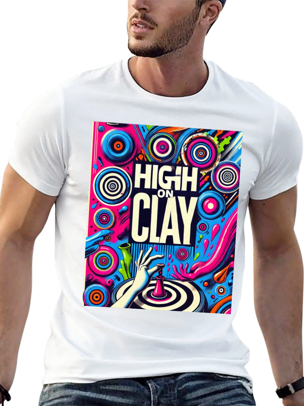 High On Clay Graphic T-Shirt - Cool Artist Tee