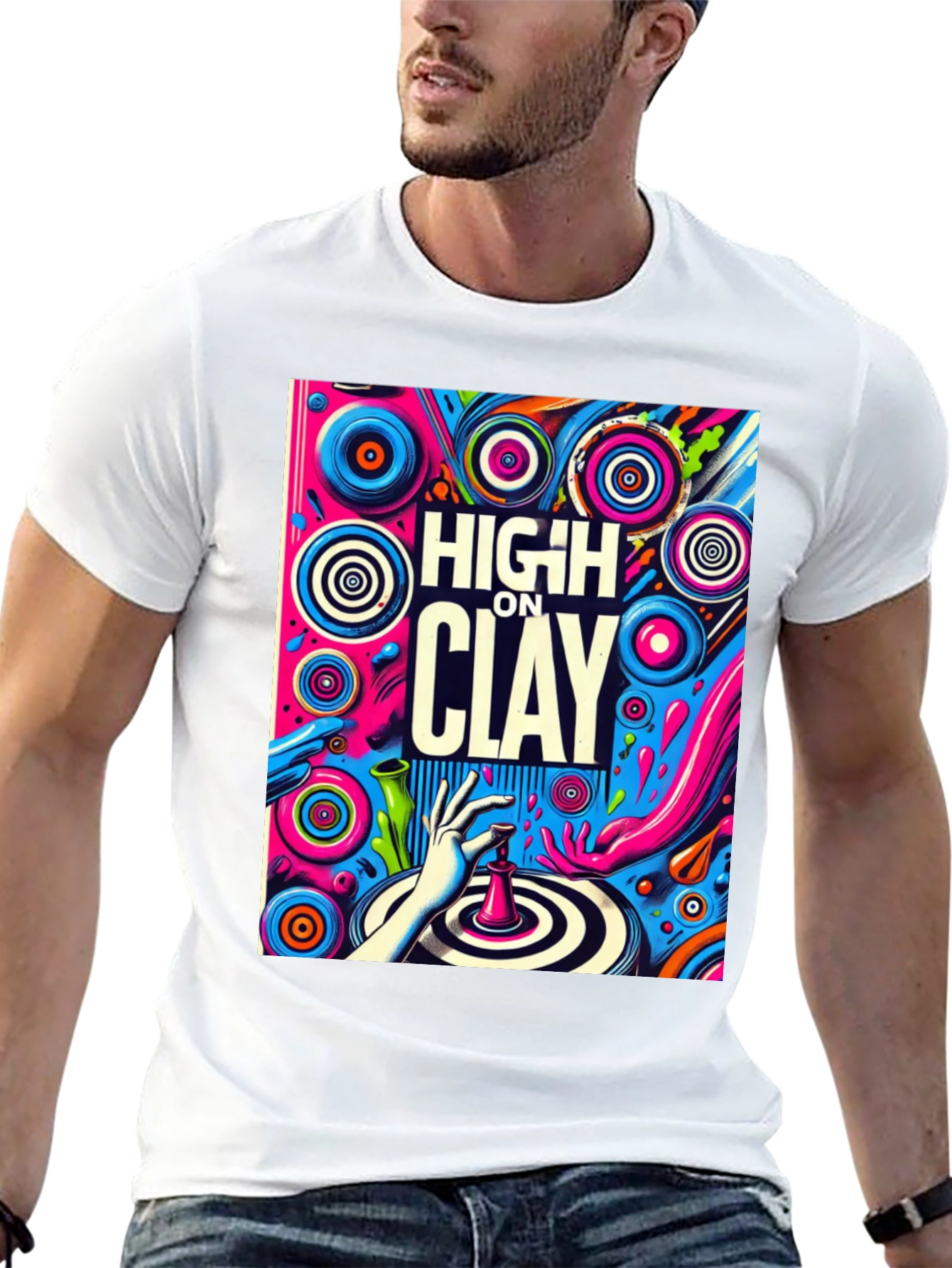 High On Clay Graphic T-Shirt - Cool Artist Tee