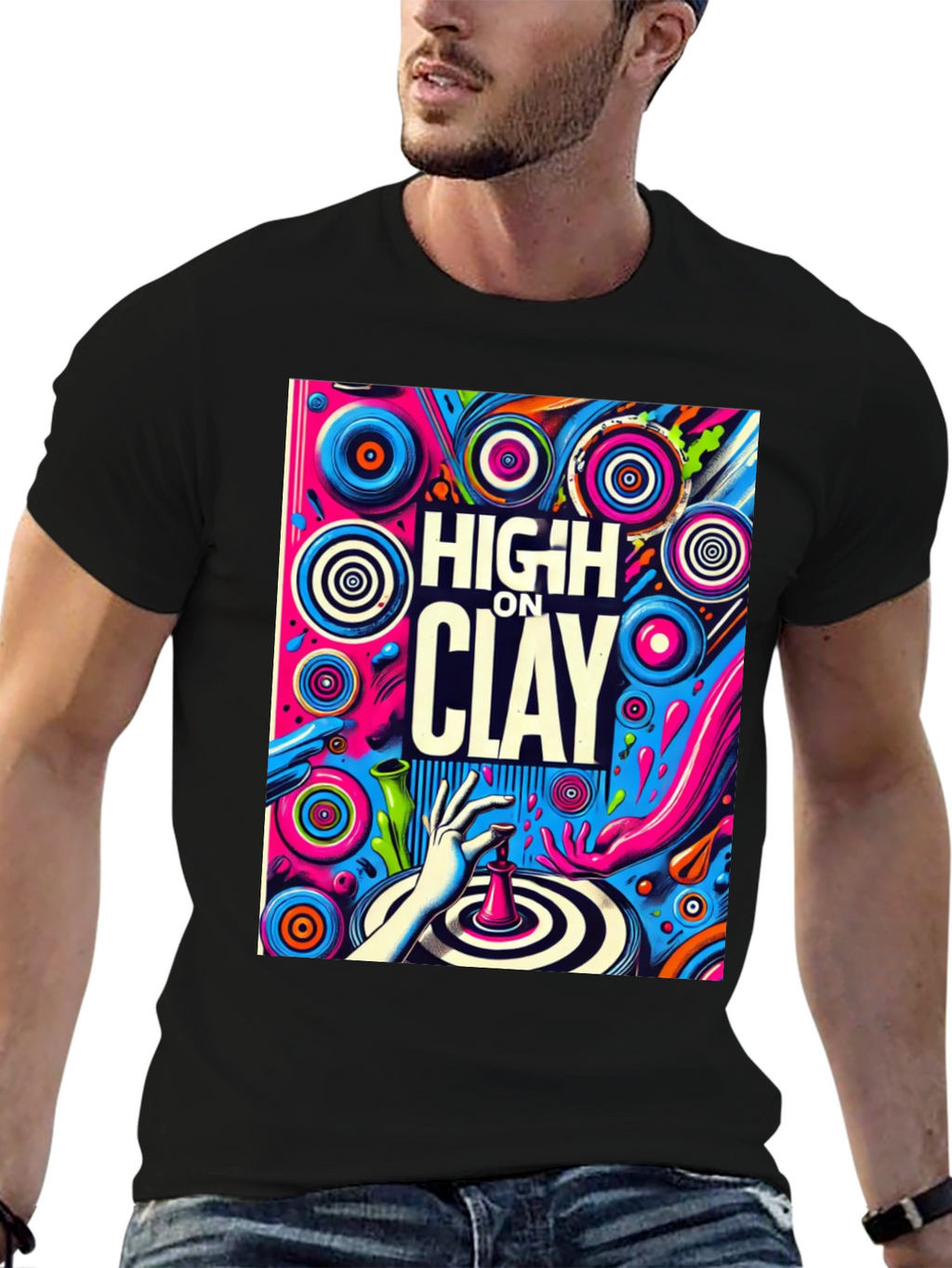 High On Clay Graphic T-Shirt - Cool Artist Tee